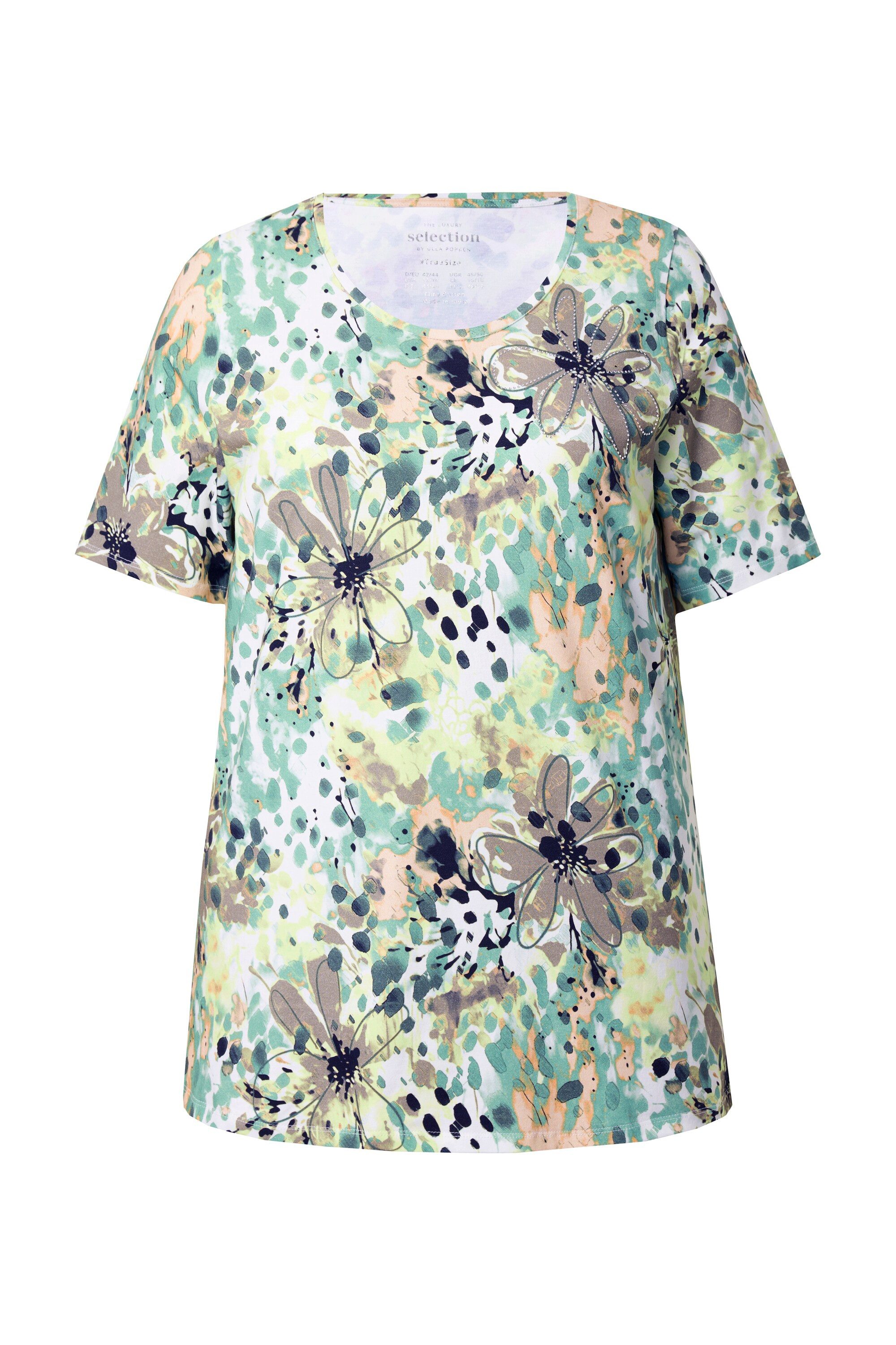 Ulla Popken T-Shirt T-Shirt Ziersteine A-Linie günstig online kaufen