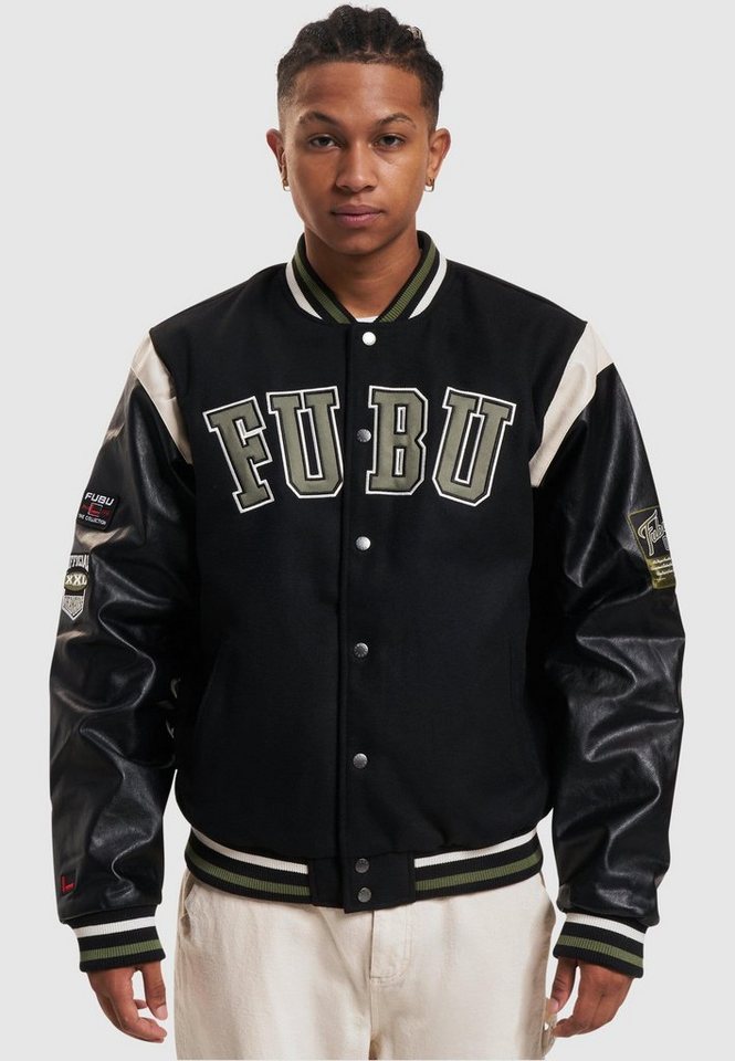 Fubu Collegejacke Unisex FM234-012-3 College Varsity Jacket  black/olive/offwhite (1-St)