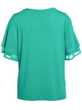 incasual Blusenshirt Halbarm-Shirt koerpernah mit Strass und aufwendigem Schnitt