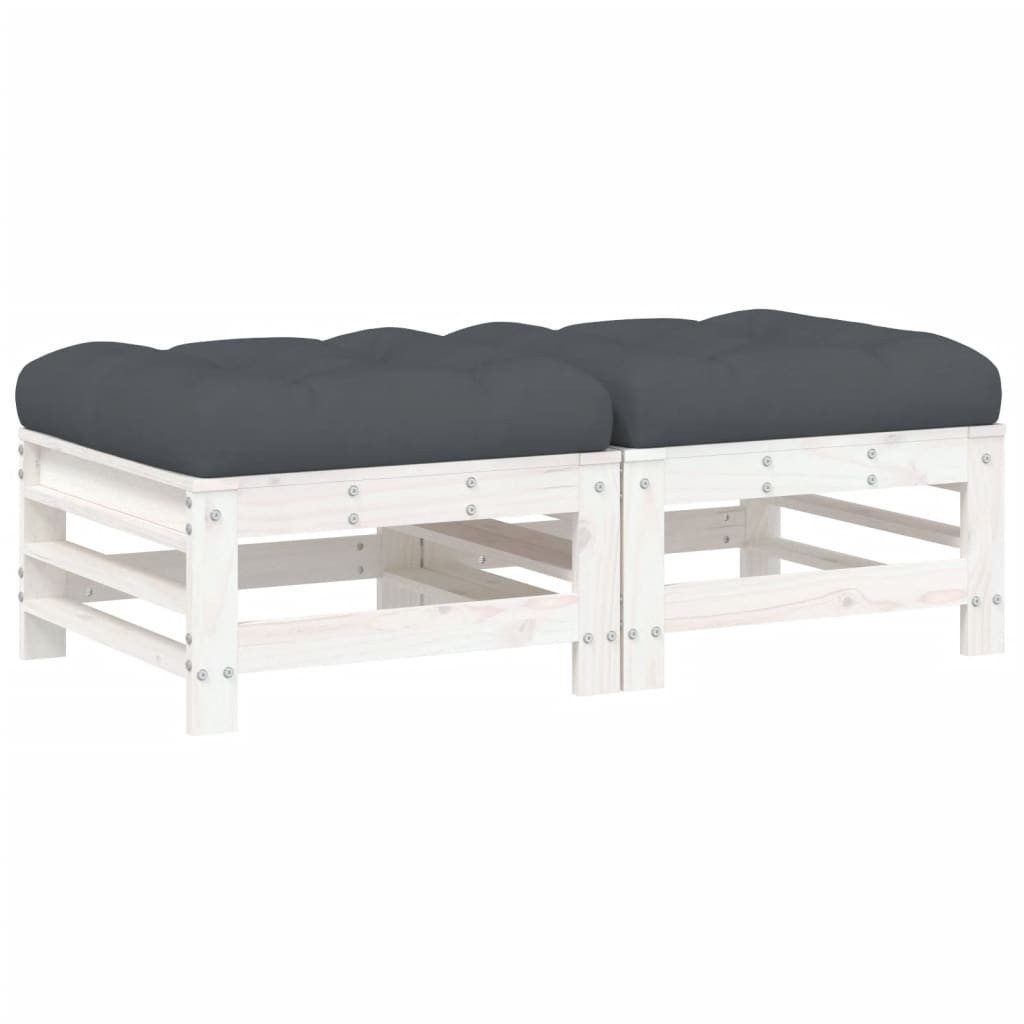 vidaXL Sofaelement Gartenhocker mit Kissen 2 günstig online kaufen