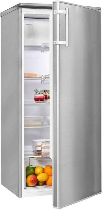 exquisit Kühlschrank KS185-4-HE-040E inoxlook, 122 cm hoch, 55 cm breit, 190 L Volumen, Schnellgefrieren, 4 Sterne