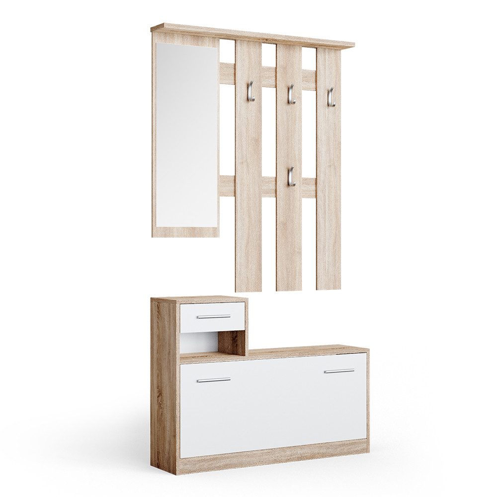 Vicco Garderoben-Set Billy, Sonoma/Weiß, 100 x günstig online kaufen