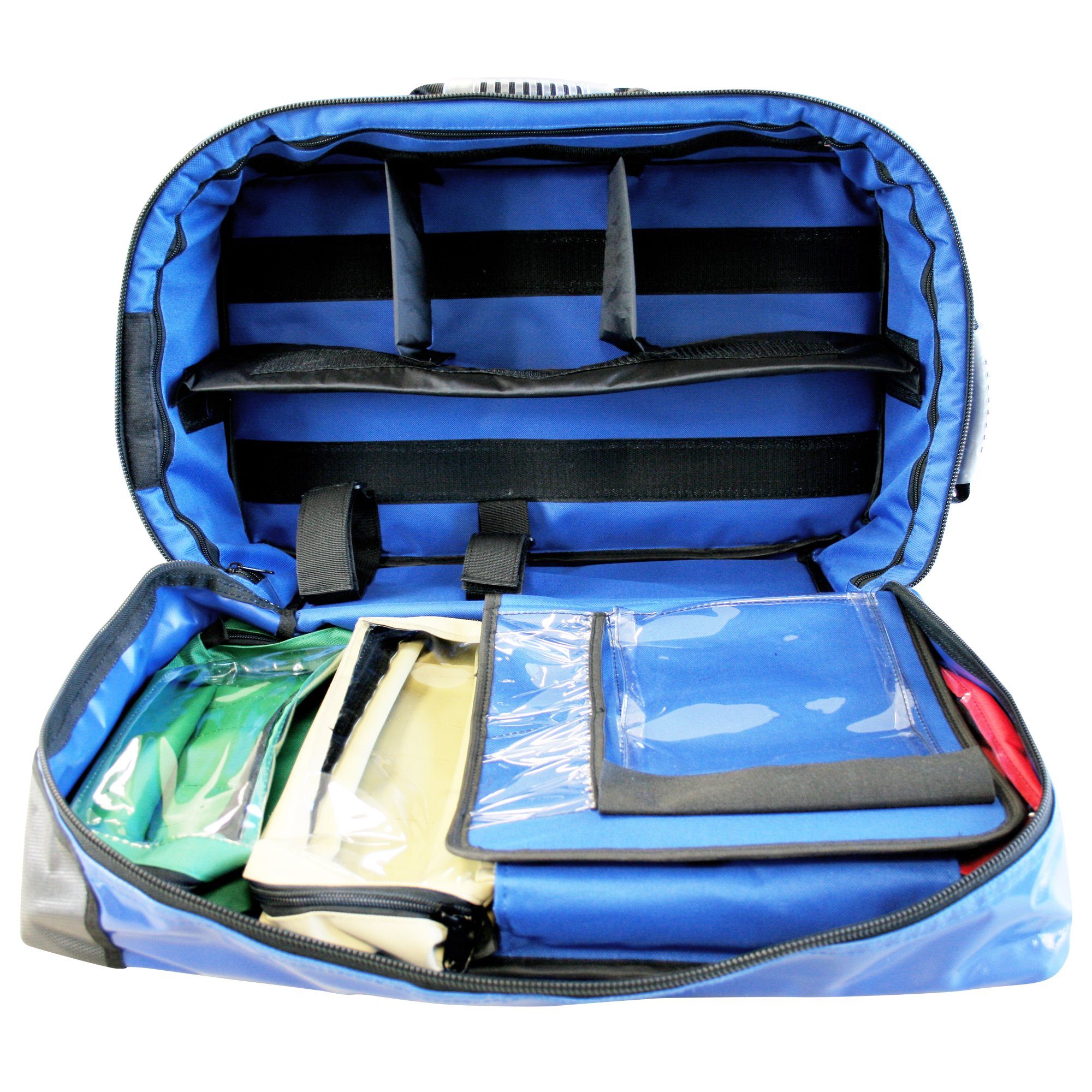 L blau 13169:2021-11 DIN Arzttasche gefüllt SANISMART MEDICUS mit Notfallrucksack Plane