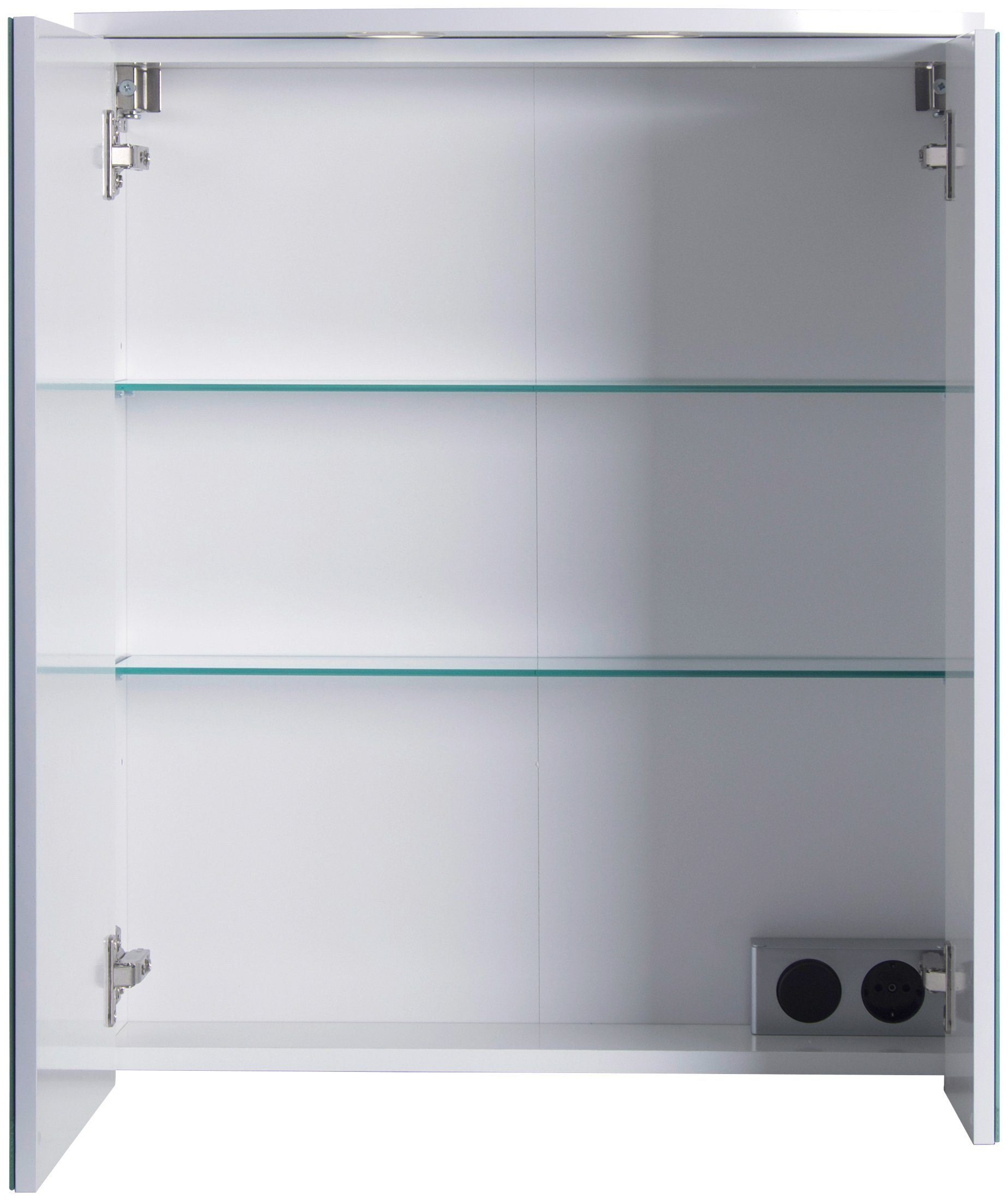 Schildmeyer Spiegelschrank Verona Breite LED-Einbaustrahler, Schalter-/Steckdosenbox 2-türig, 60 2 cm