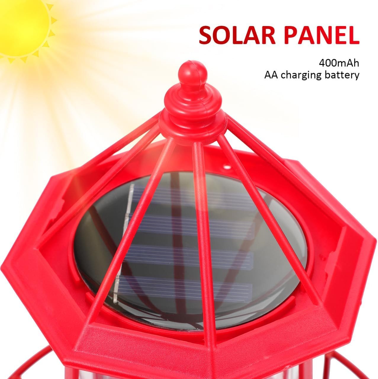 FELIXLEO LED Solarleuchte Solar LED Leuchtturm Outdoor 360° drehbar wetterfest Gartendeko
