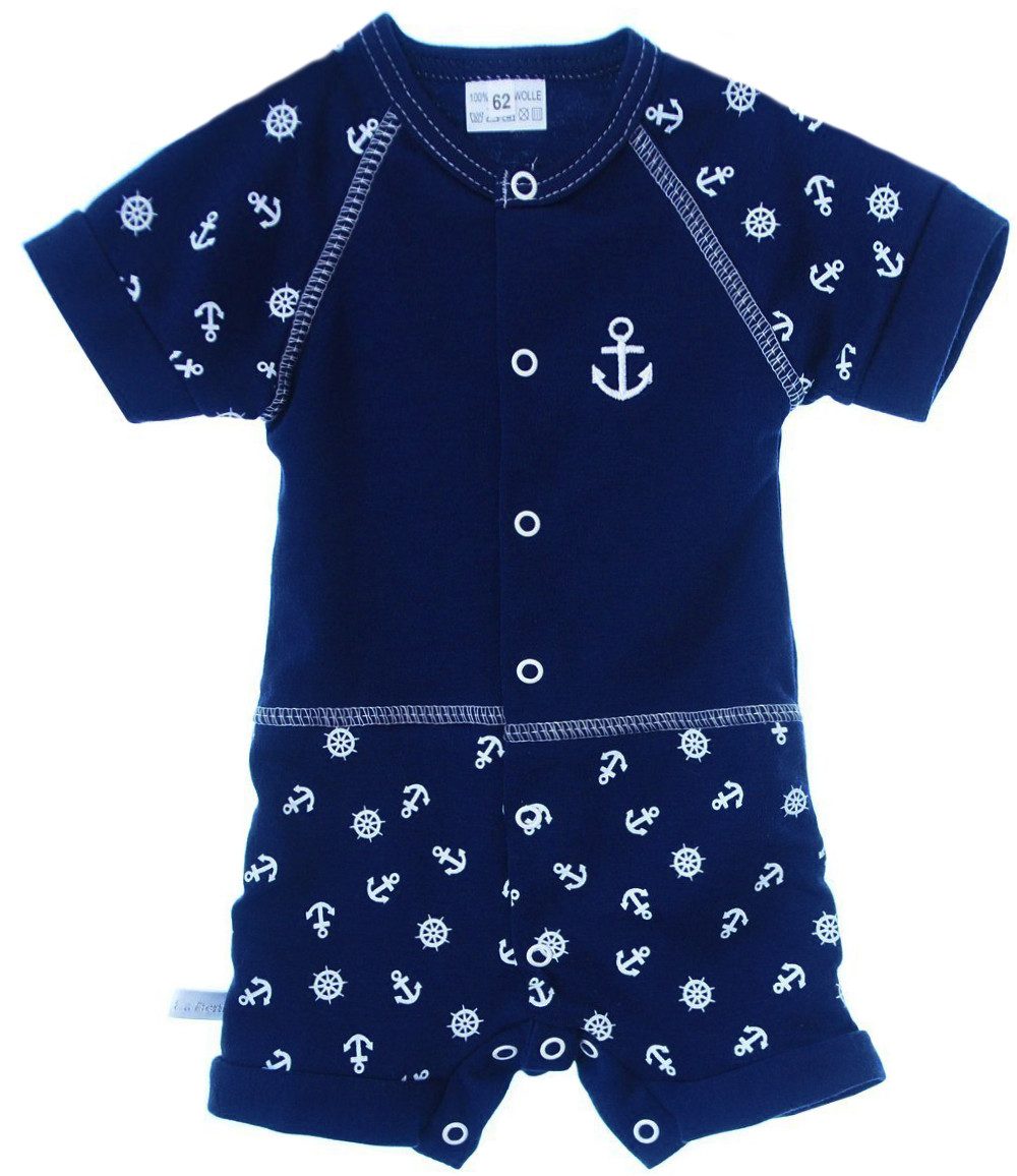 La Bortini Игрок Kurzer Baby Ползунки Romper in Naviblau mit Anker aus reiner Baumwolle, 44 50 56 62 68 74 80 86 92 98 104