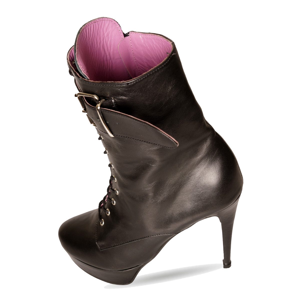 Fernando Berlin Schnürstiefelette mit Plateau und Schnalle (Modell 817) Stiefelette