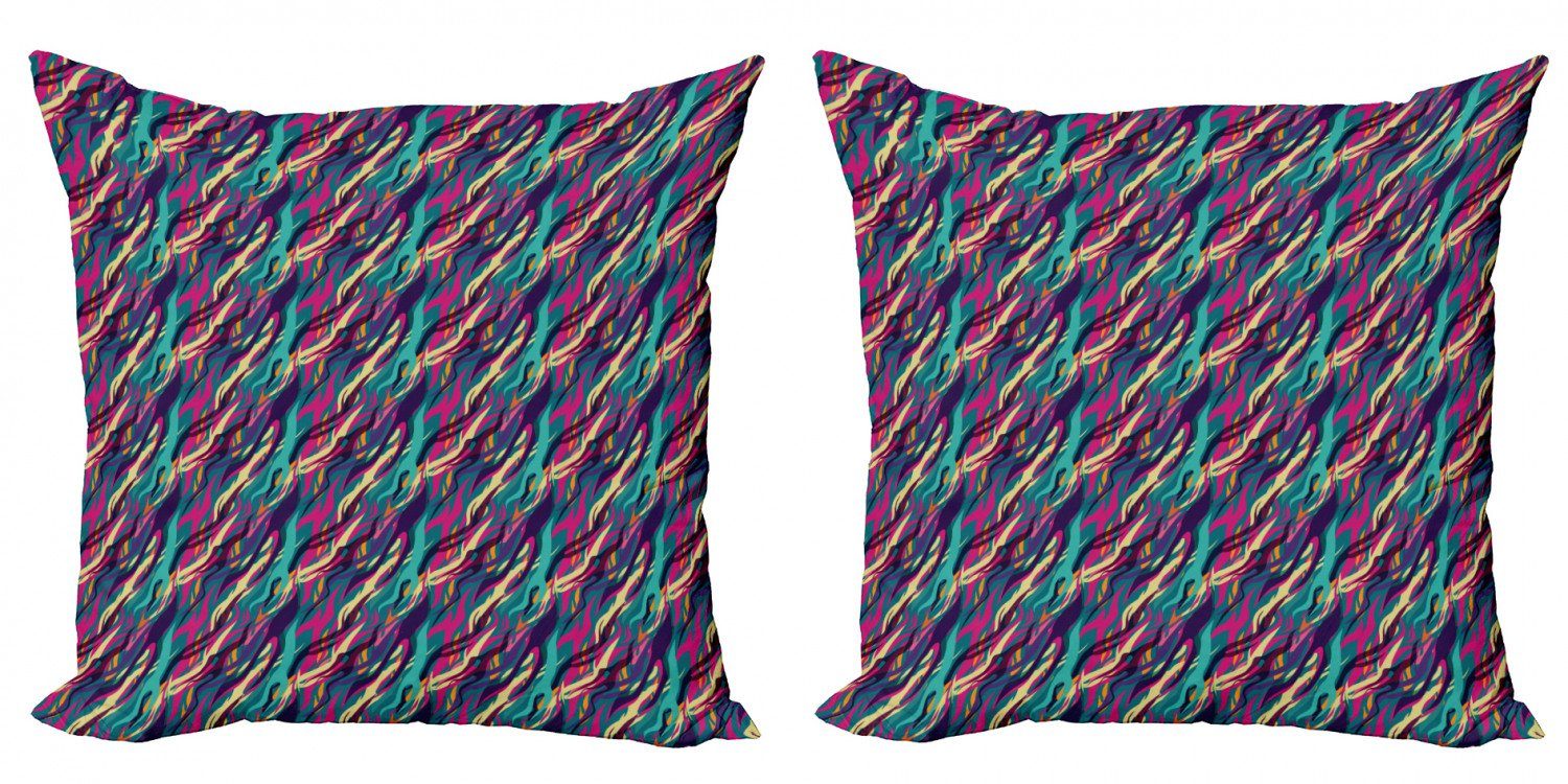Kissenbezüge Modern Accent Doppelseitiger Digitaldruck, Abstrakt Wellenförmige Abakuhaus Diagonal Blick (2 Stripes Stück)
