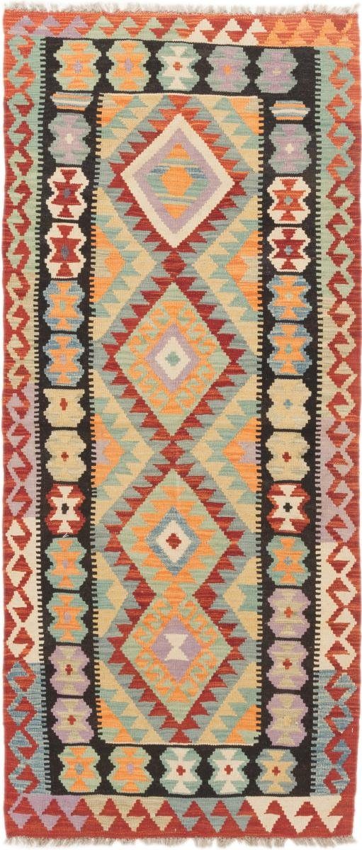 Orientteppich Kelim Afghan 89x206 Handgewebter Orientteppich Läufer, Nain Trading, rechteckig, Höhe: 3 mm