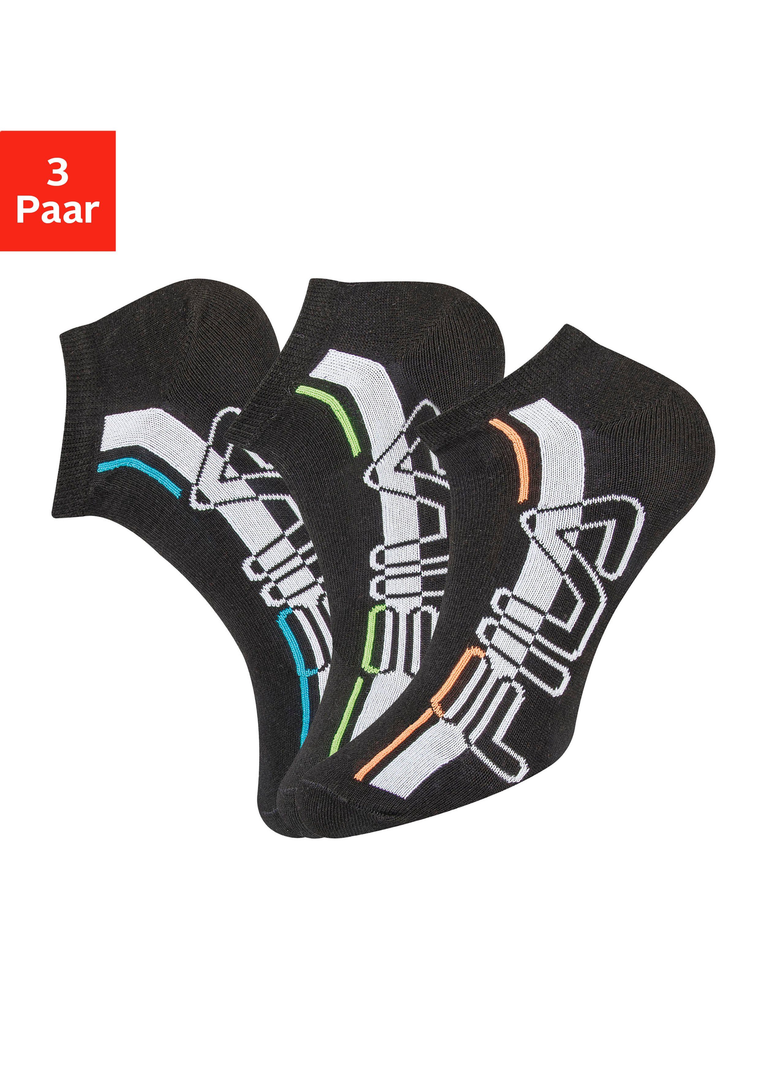 Fila Sneakersocken (3-Paar) mit eingestricktem Schriftzug, Hoher  Tragekomfort und Haltbarkeit