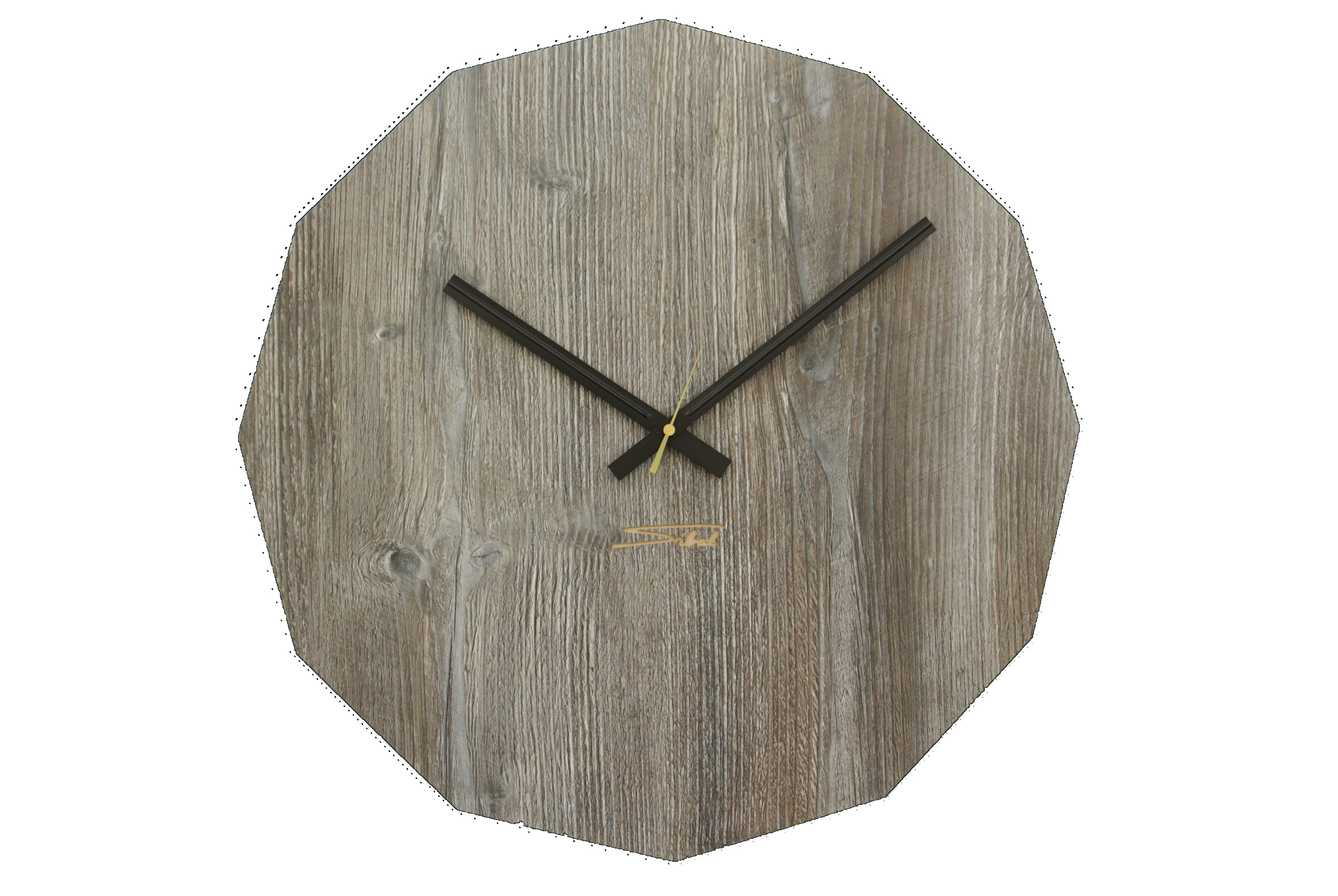SIBAL Design.Home Wanduhr Uhr "Diamant" (50cm Durchmesser) (geräuschloses Quarzuhrwerk) Pinie