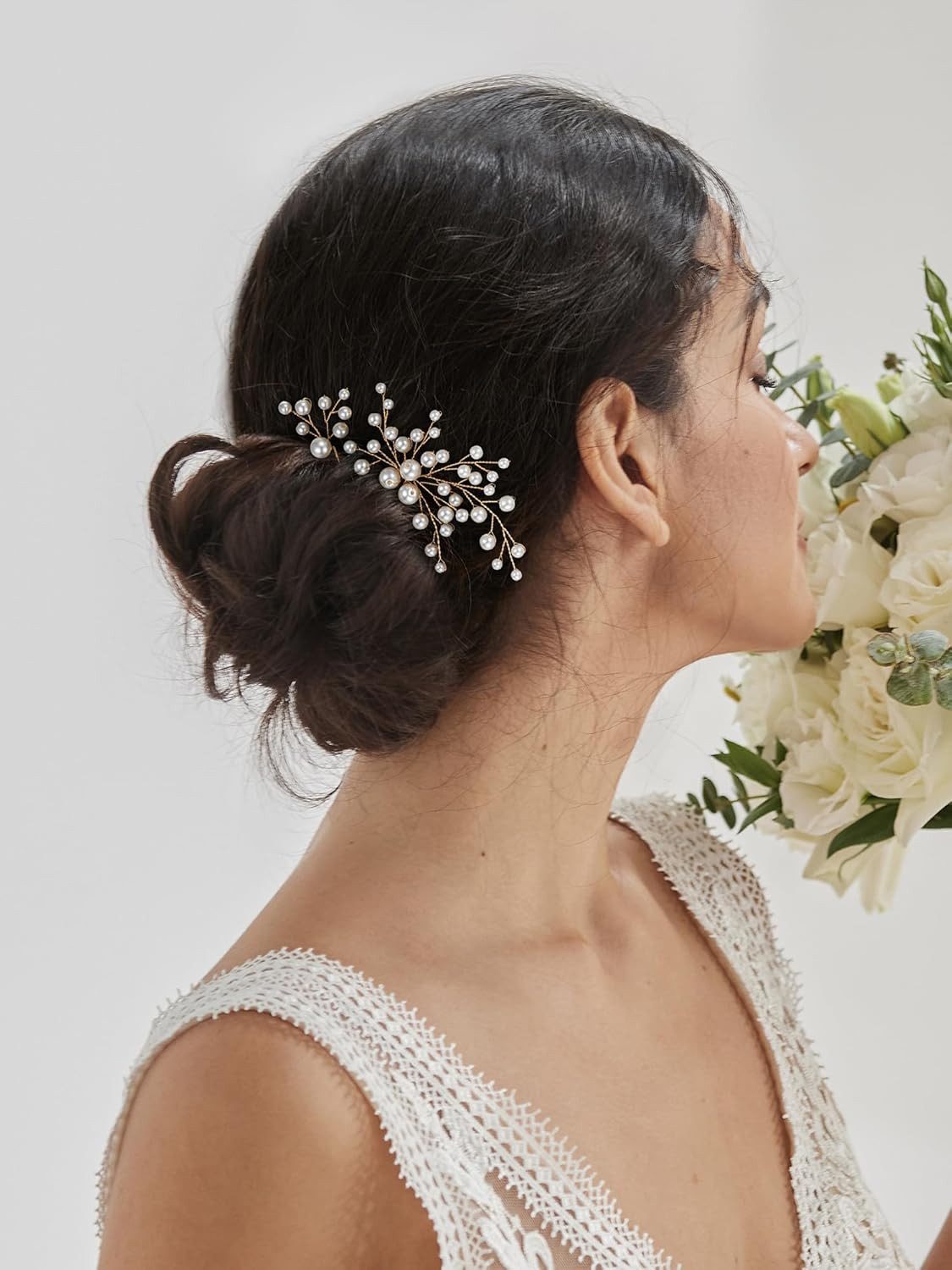 WowWoke Diadem 7er Set Haarnadeln Geflochten mit Kunstperlen Vielseitig Alltag Feste (Set, 1-tlg., Vielseitiges Haaraccessoire für Dates und Partys) – Bild 4 von 5