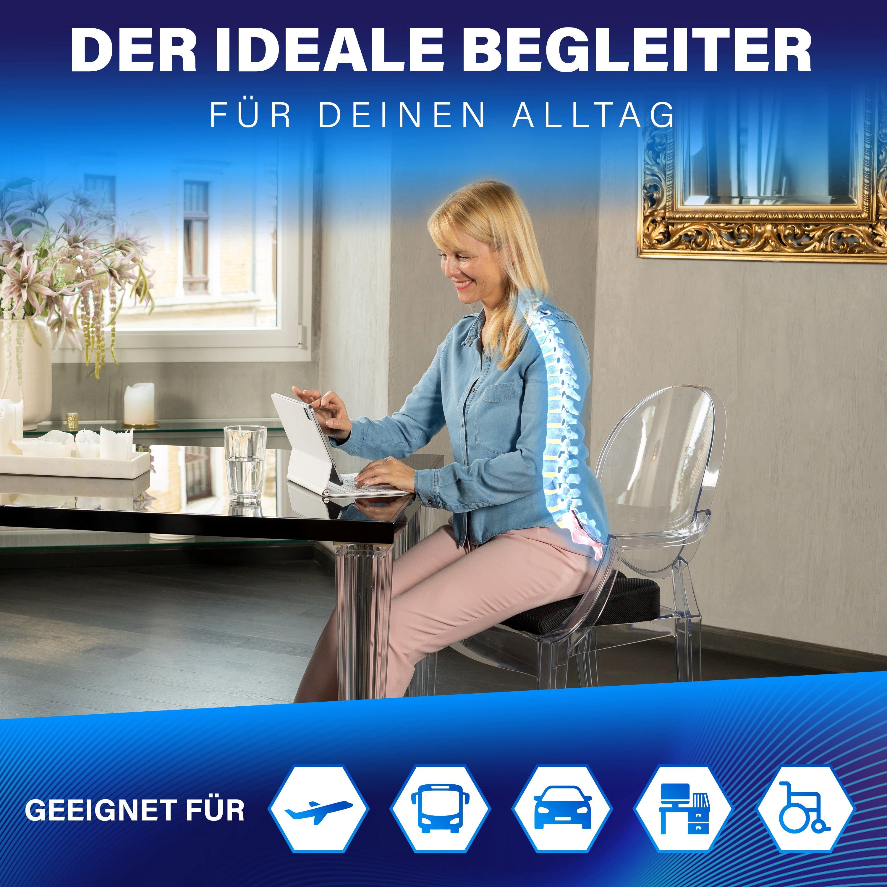 Healthfix Keilkissen, Keilkissen zur Verbesserung der Sitzhaltung - Ergonomisches Sitzkeil