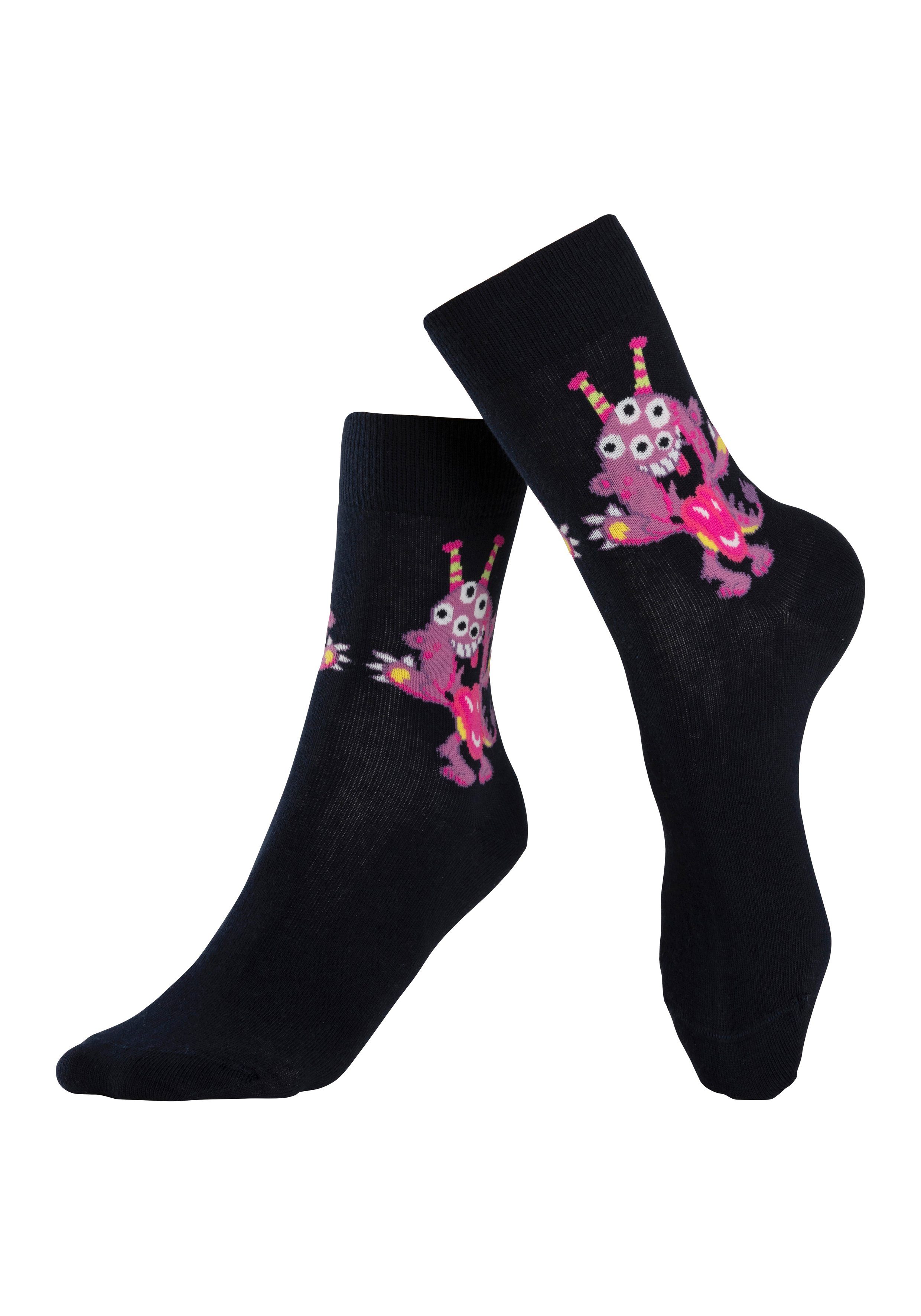 (5-Paar) H.I.S Freizeitsocken mit Monstermotiven lustigen