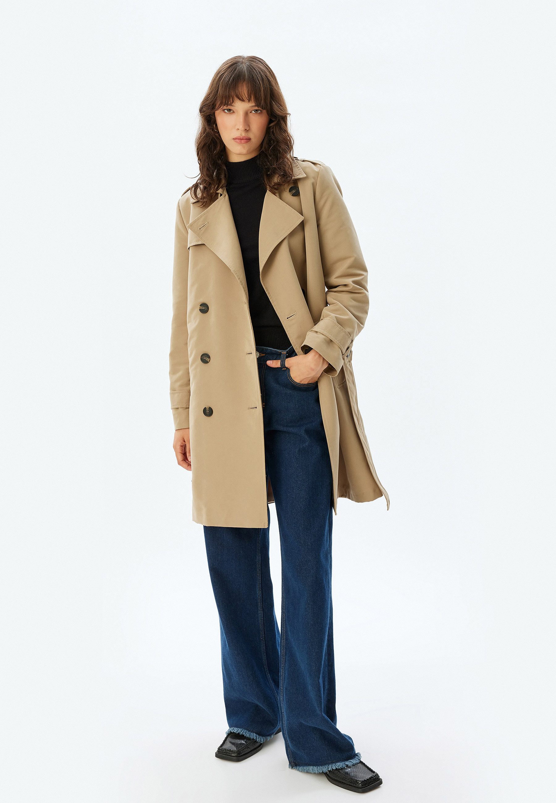 Koton Trenchcoat Regular Mit Bauchgurt Trenchcoat