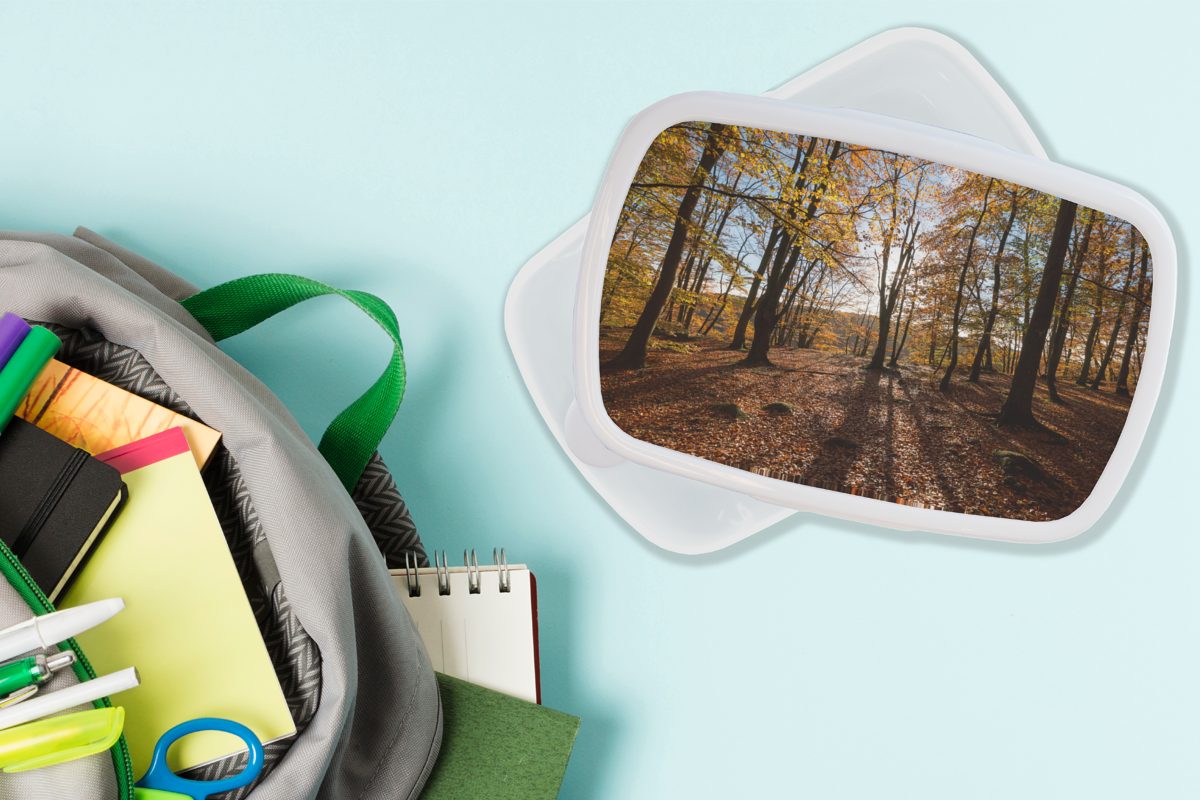 MuchoWow Lunchbox Herbstfarben und (2-tlg), Brotdose, in den Kinder Nationalparks und Kunststoff, Mädchen Schweden, in für weiß Brotbox für des Erwachsene, Wäldern Söderåsen Jungs
