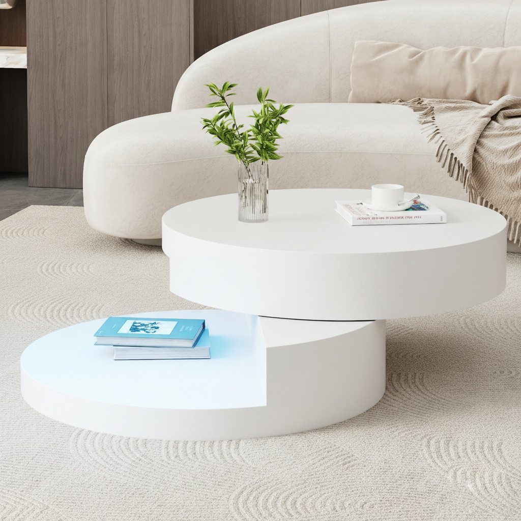 HAUSS SPOLE Couchtisch Obere Tischplatte 360° frei drehbar, mit LED-Lichtle günstig online kaufen