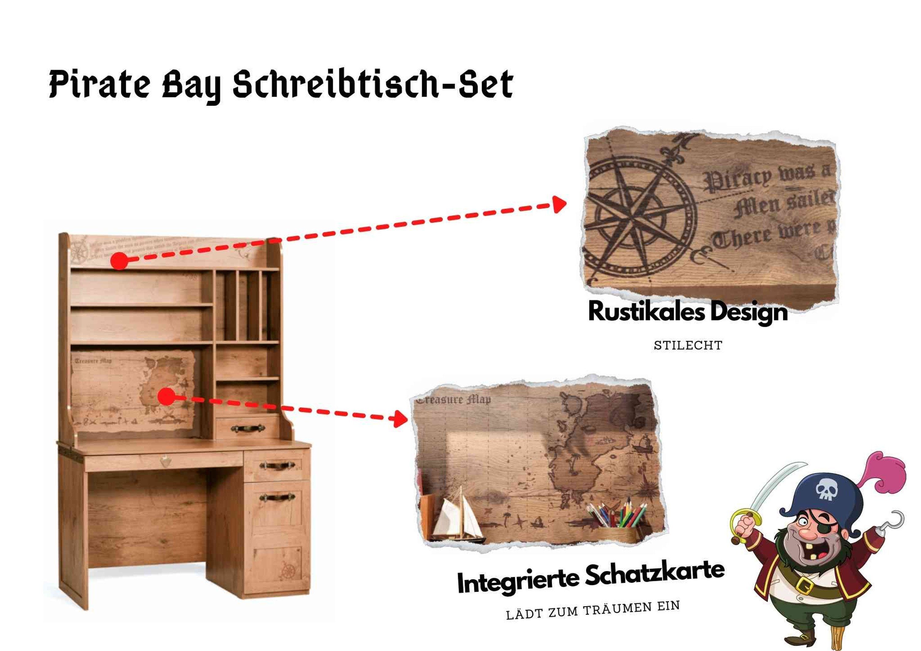Cilek Kinderschreibtisch Pirate Schrankablagefach Ablageböden, Bay, Breite cm, 118 drei einem Aufsatz, inkl. mit Schubladen