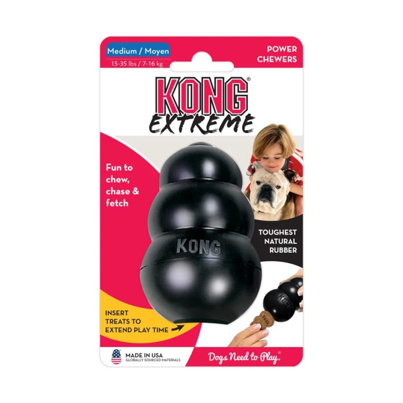 KONG Kauspielzeug KONG Extreme M, schwarz, Kauspielzeug aus Naturkautschuk für Hunde