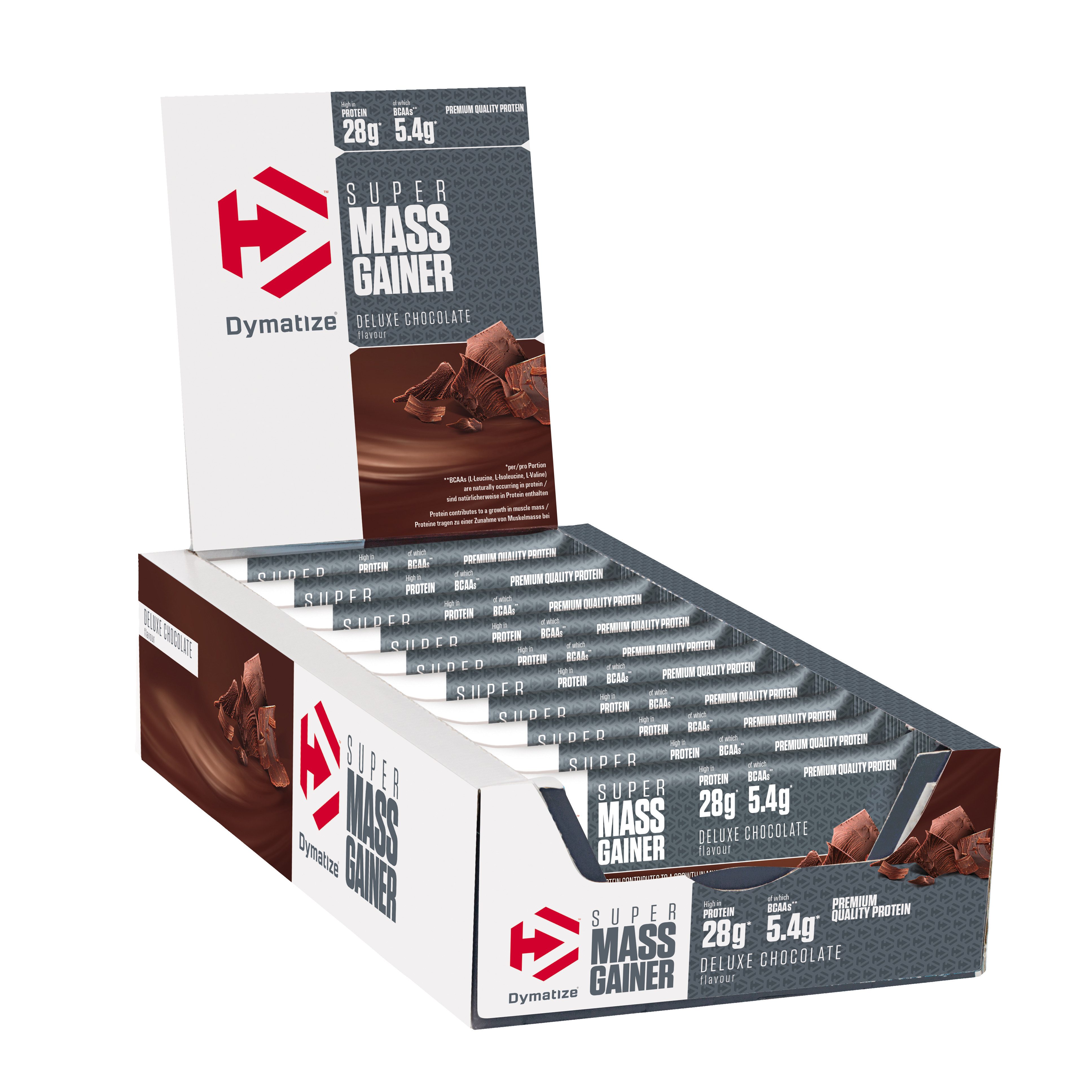 Dymatize High Protein Weight-Gainer Riegel Super Mass Chocolate 10 x 90 g Riegel, 900 g