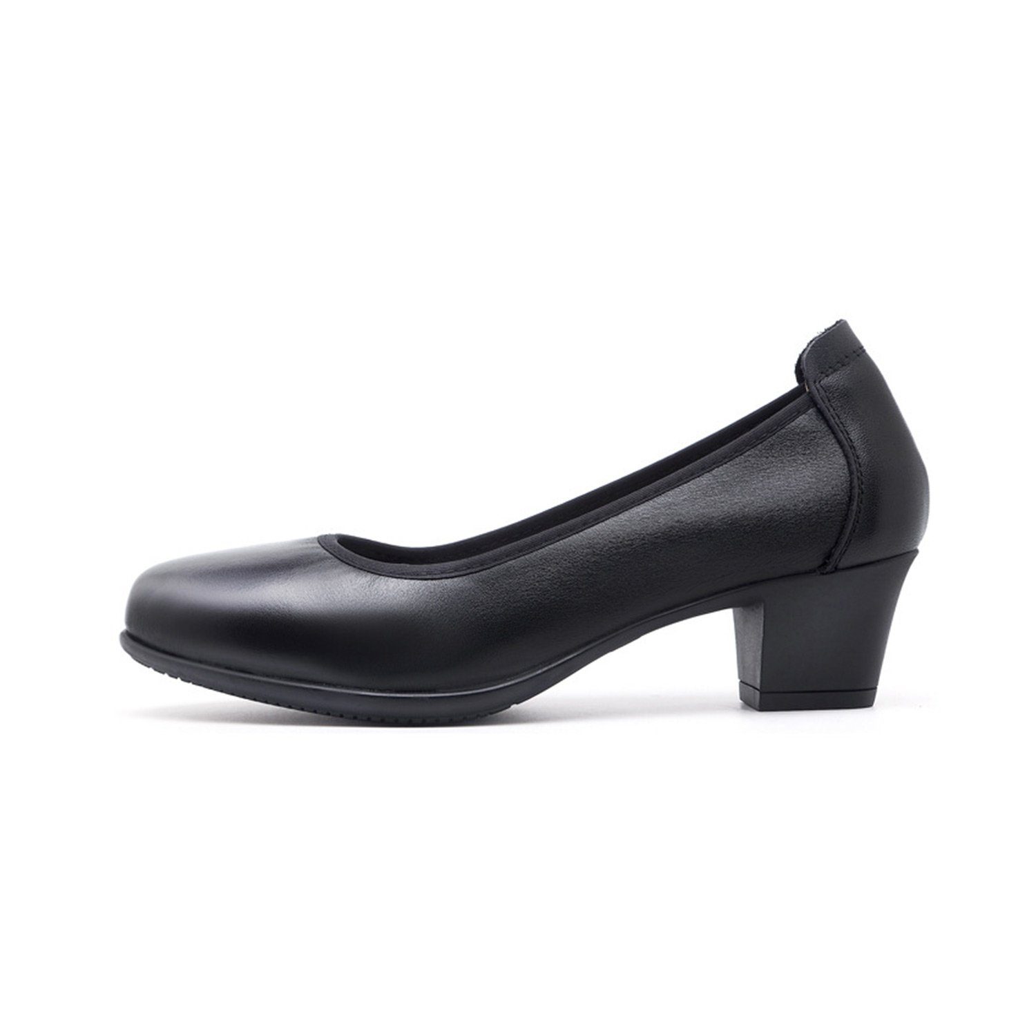 MAGICSHE Frauen geschlossener Pumps in klassischer Linie Pumps Bequeme formelle Schuhe mit runder Zehenpartie Schwarz002