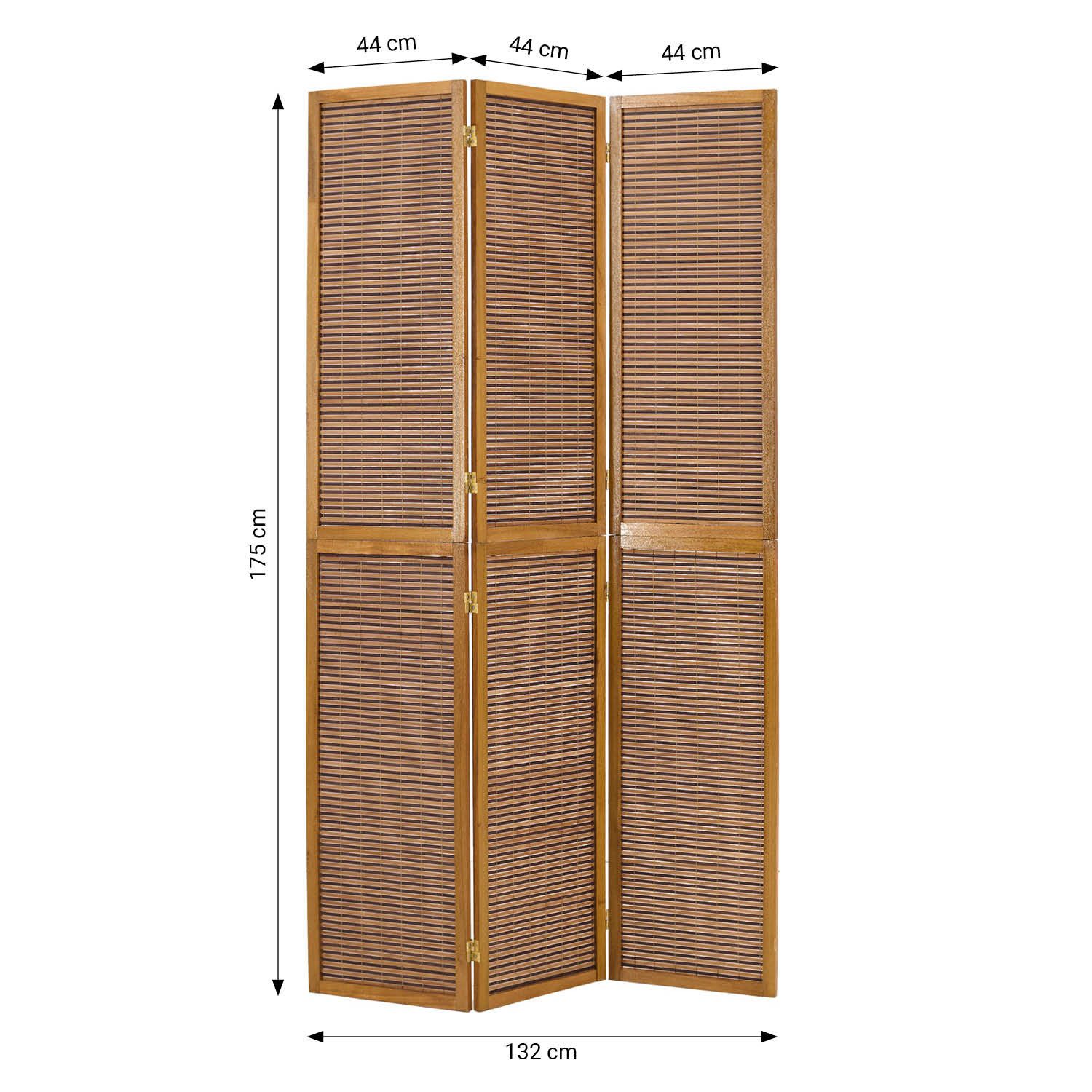 Homestyle4u Paravent 3 fach Raumteiler Holz Trennwand Braun washed Indoor Sichtschutz (3-teilig), faltbar