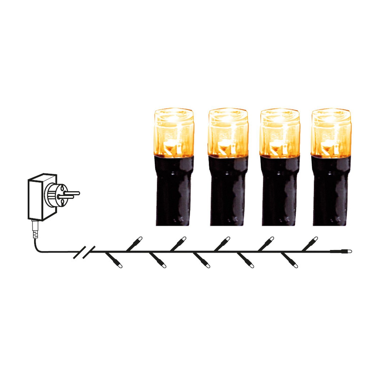 MARELIDA LED-Lichterkette LED Lichterkette Außen 40 gold IP44 bernstein 40-flammig warmweiße LED 2,8m
