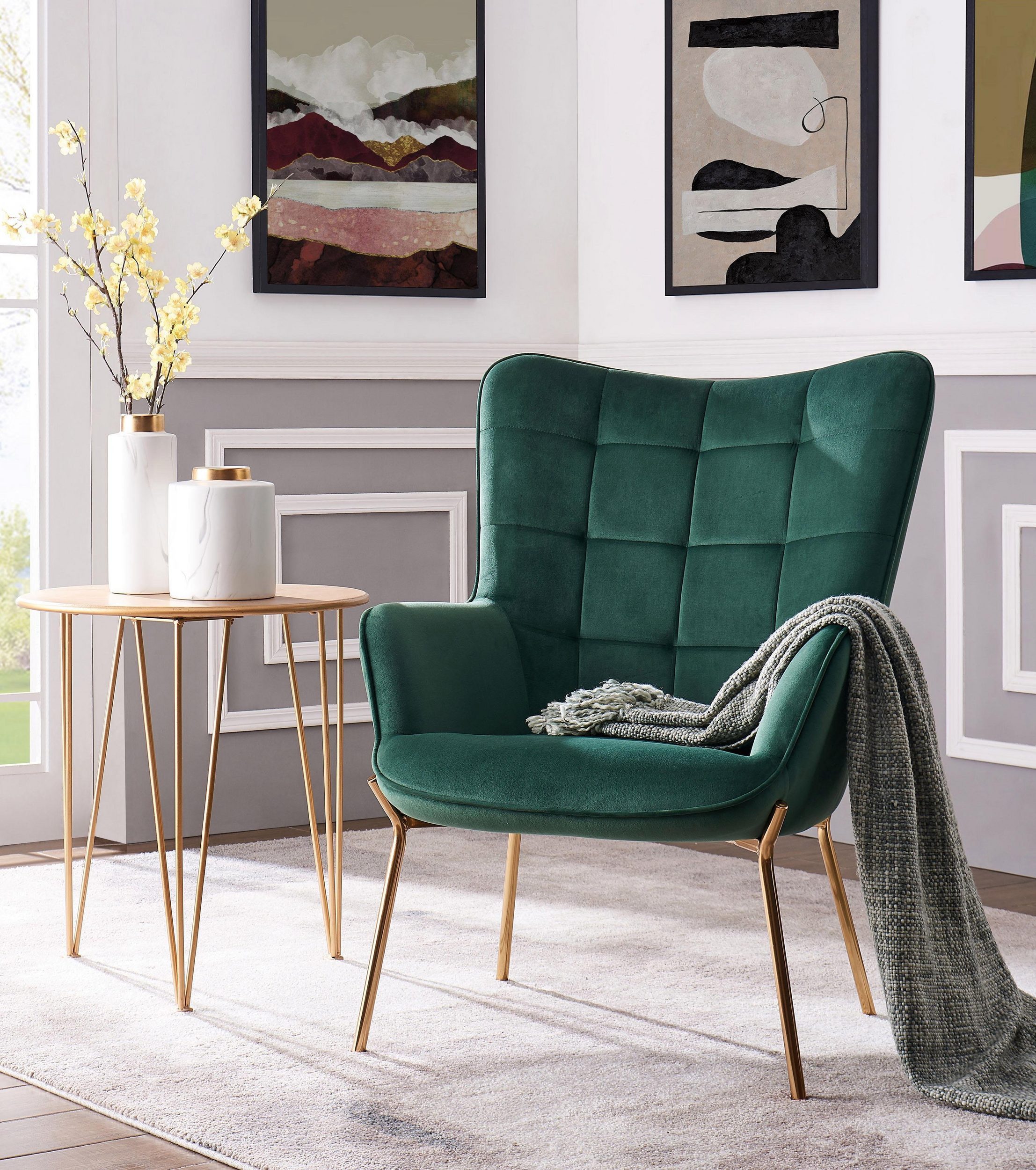 loft24 Loungesessel Bruce (1-St), Polstersessel, Sessel, Armlehnsessel, Metallgestell, Sitzhöhe 44 cm