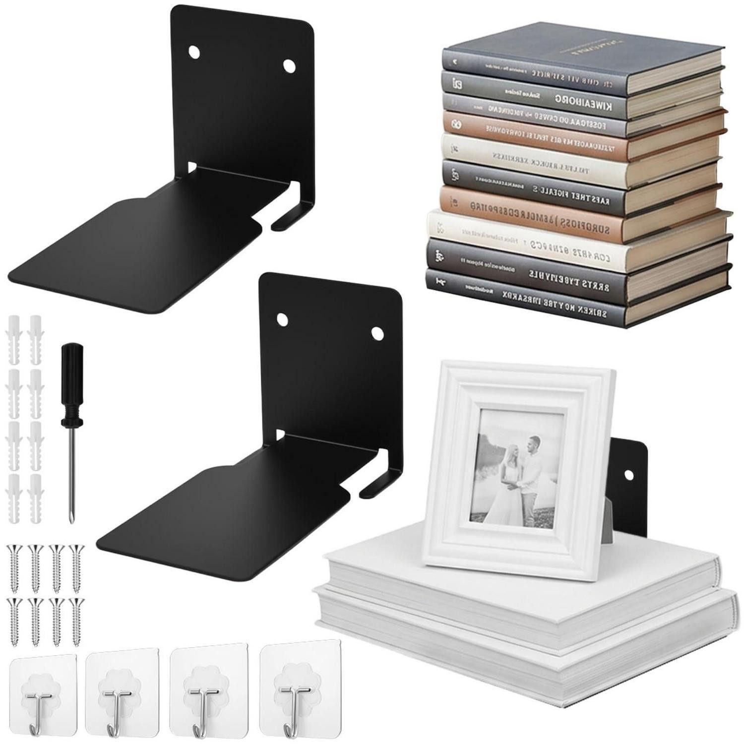 LuxusKollektion Bücherregal Unsichtbares Bücherregal 4er-Set Schwarz, 4-tlg.