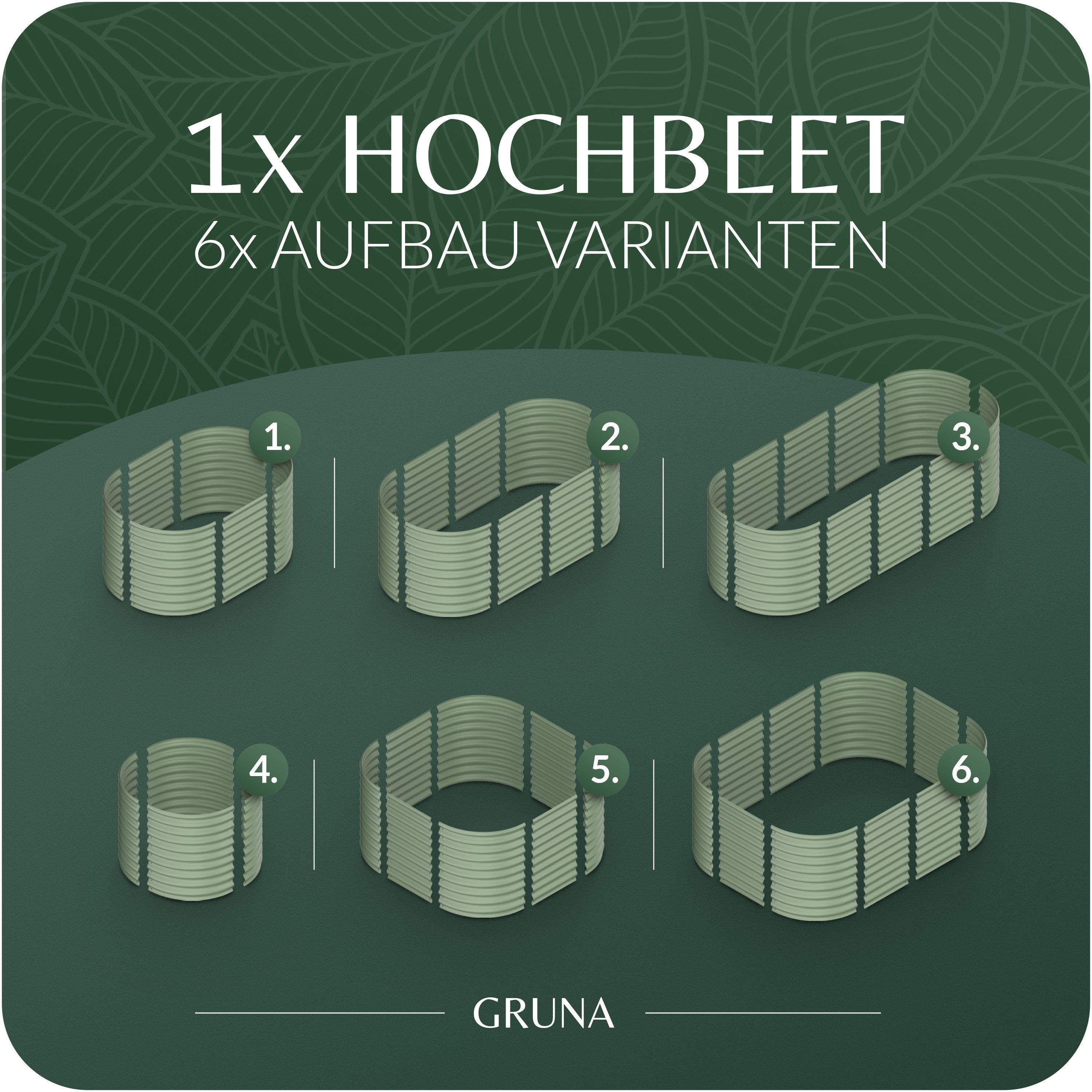 GRUNA Hochbeet GRUNA - Hochbeet Metall I 6 in 1 Modular Hochbeete-Kit