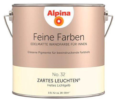 Alpina Wand- und Deckenfarbe Feine Farben No. 32 Zartes Leuchten®, Helles Lichtgelb, edelmatt, 2,5 Liter Zartes Leuchten No. 32