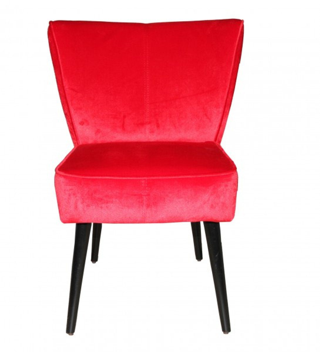 Casa Padrino Esszimmerstuhl Esszimmer Stuhl Rot / Schwarz ohne Armlehnen - Barock Möbel