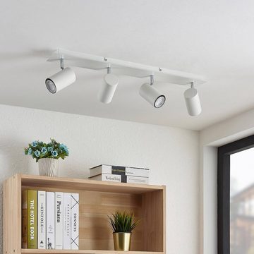 Lindby Strahler Joffrey, Modern, Stahl, Aluminium, weiß sand, 4 flammig, GU10, Deckenlampe