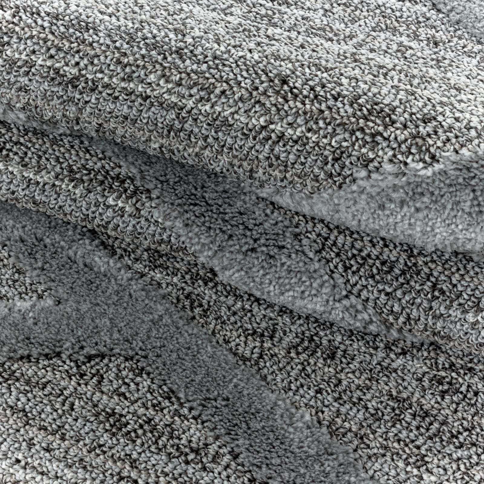Designteppich Designerteppich Tokio hoch-tief Struktur grau TaraCarpet, Höhe: 20 moderner rechteckig, Schlafzimmer mm, Welle Wohnzimmer Wellen grau, boho scandi 080x150 Flur