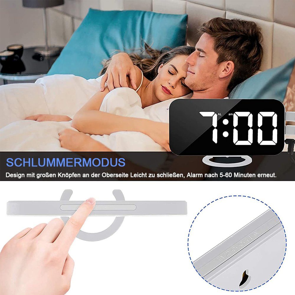 Digitaler Bett,LED-Spiegel-Wecker Wecker Wecker,Wecker Jormftte Am