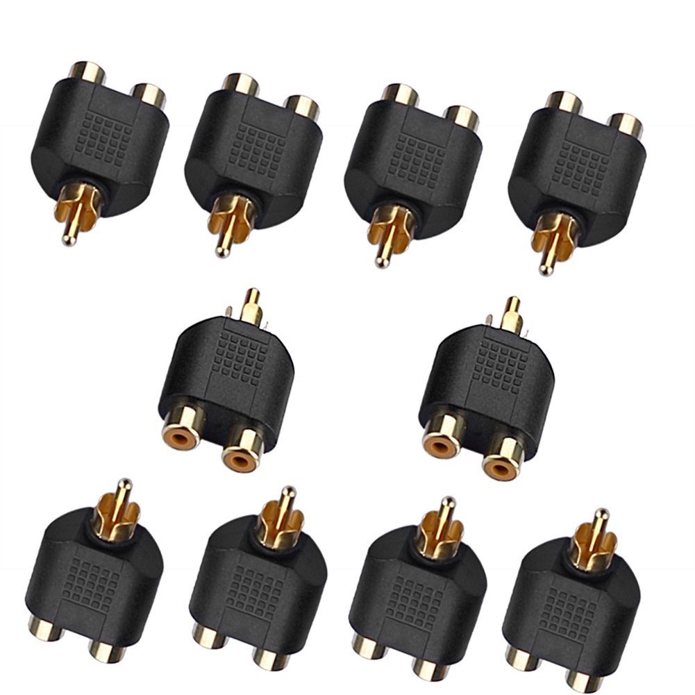 5PK Audio-Adapter Chinch Cinch-Stecker auf 2X Cinch-Kupplung Y-Adapter Audio- & Video-Adapter