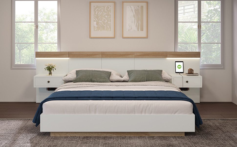 OKWISH Massivholzbett Doppelbett (Kiefernholz Doppelbett 2 günstig online kaufen