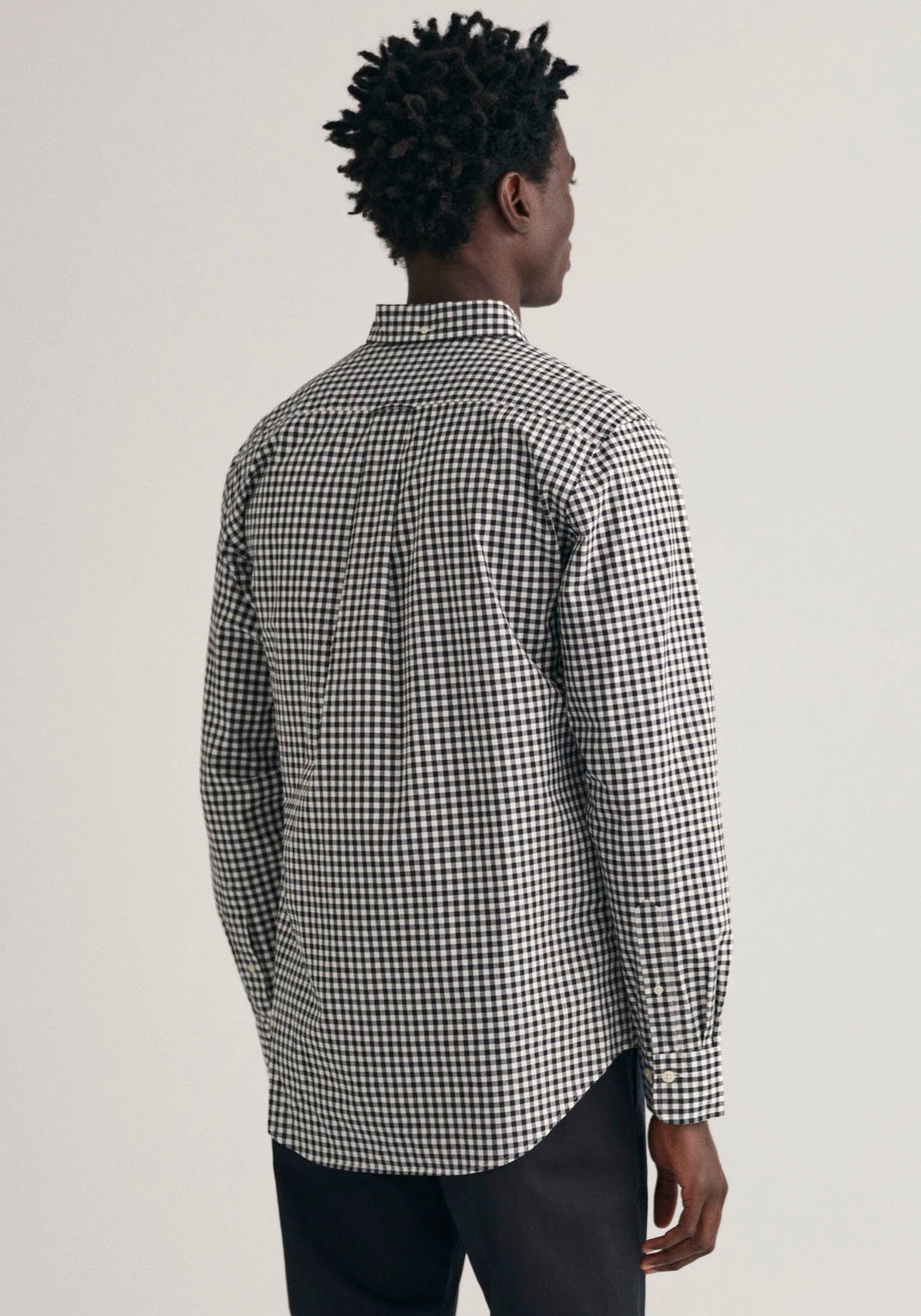 GINGHAM Gant der Brust POPLIN Langarmhemd Logostickerei SHIRT auf mit REG black