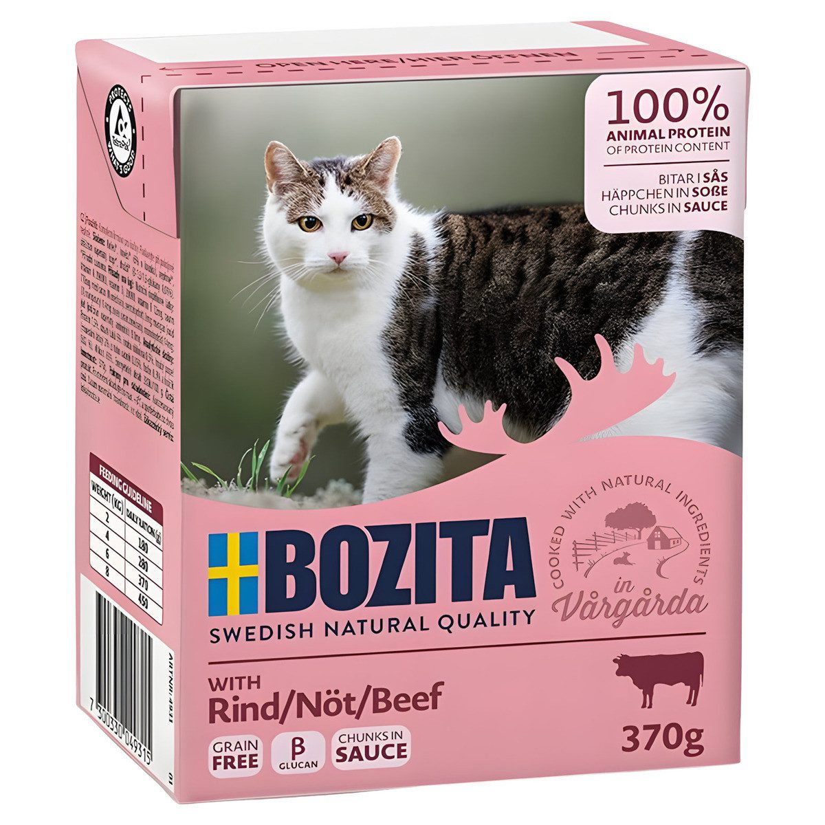 Bozita Häppchen in Soße mit Rind 370 g - 6 Stück, Nassfutter für: Katze