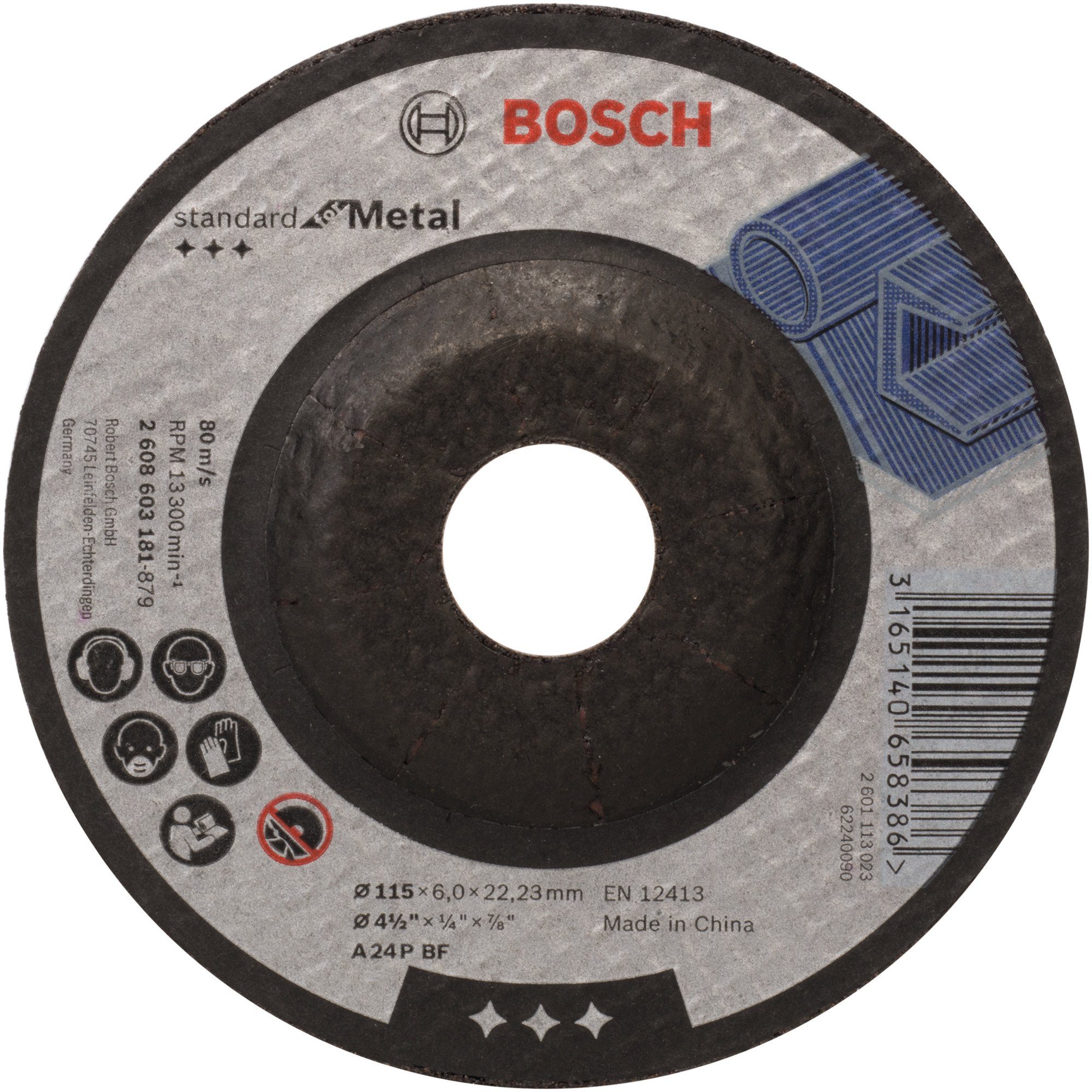 BOSCH Schleifscheibe Schruppscheibe Standard for Metal, Ø 115mm