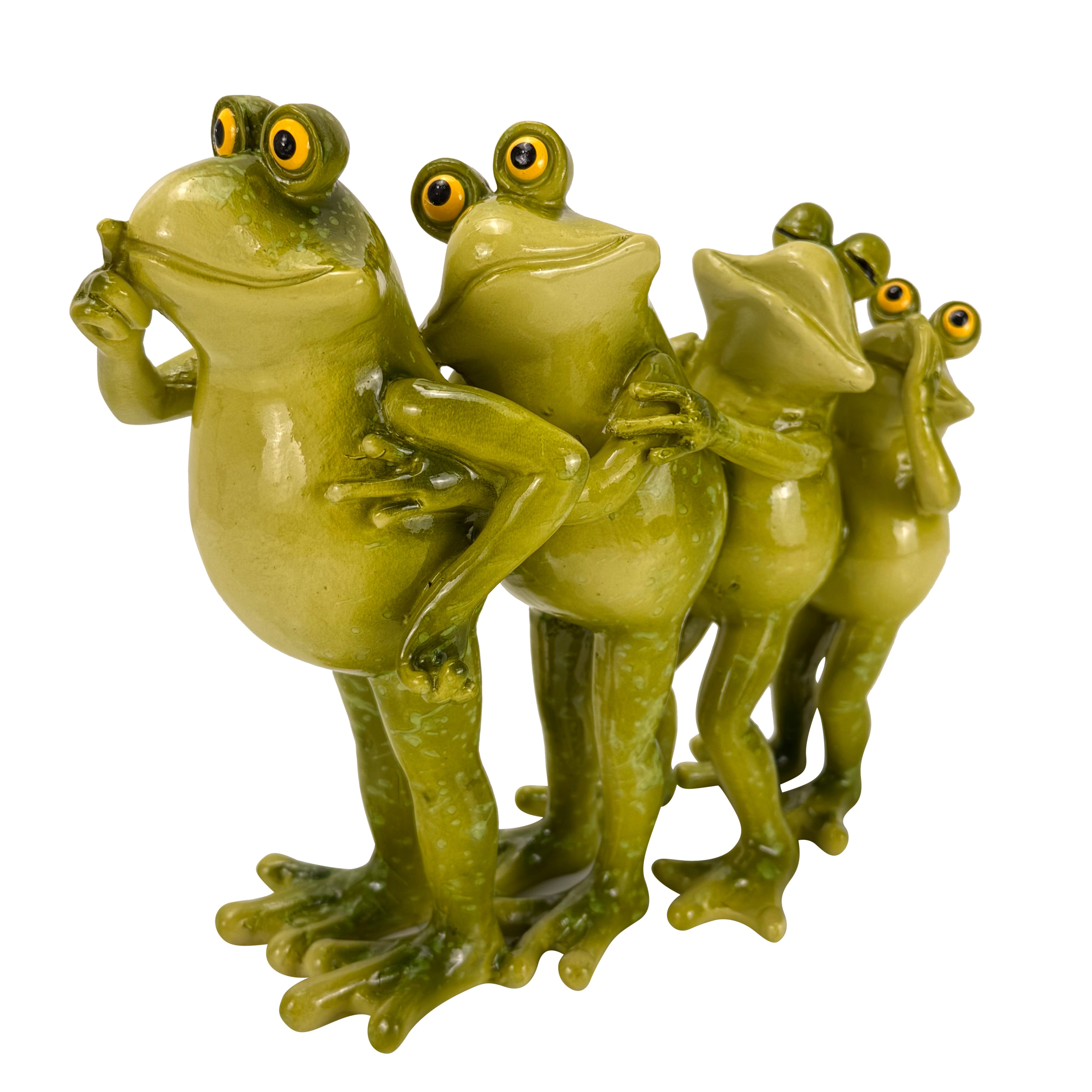 Online-Fuchs Gartenfigur lustige Frosch Polonaise für außen - Teichdeko Figuren - wetterfest, mit glänzendem Glossy-Look - 21 oder 33 cm lang