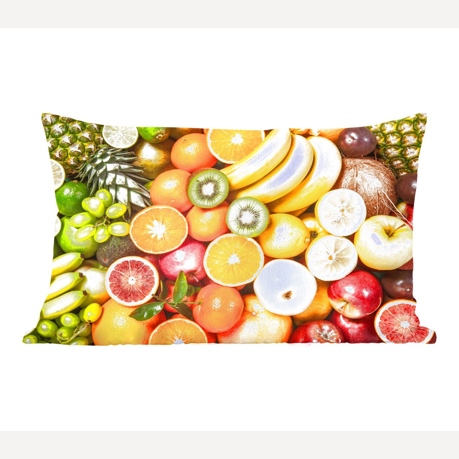 MuchoWow Dekokissen Kiwi - Banane - Obst, Wohzimmer Dekoration, Zierkissen, Dekokissen mit Füllung, Schlafzimmer