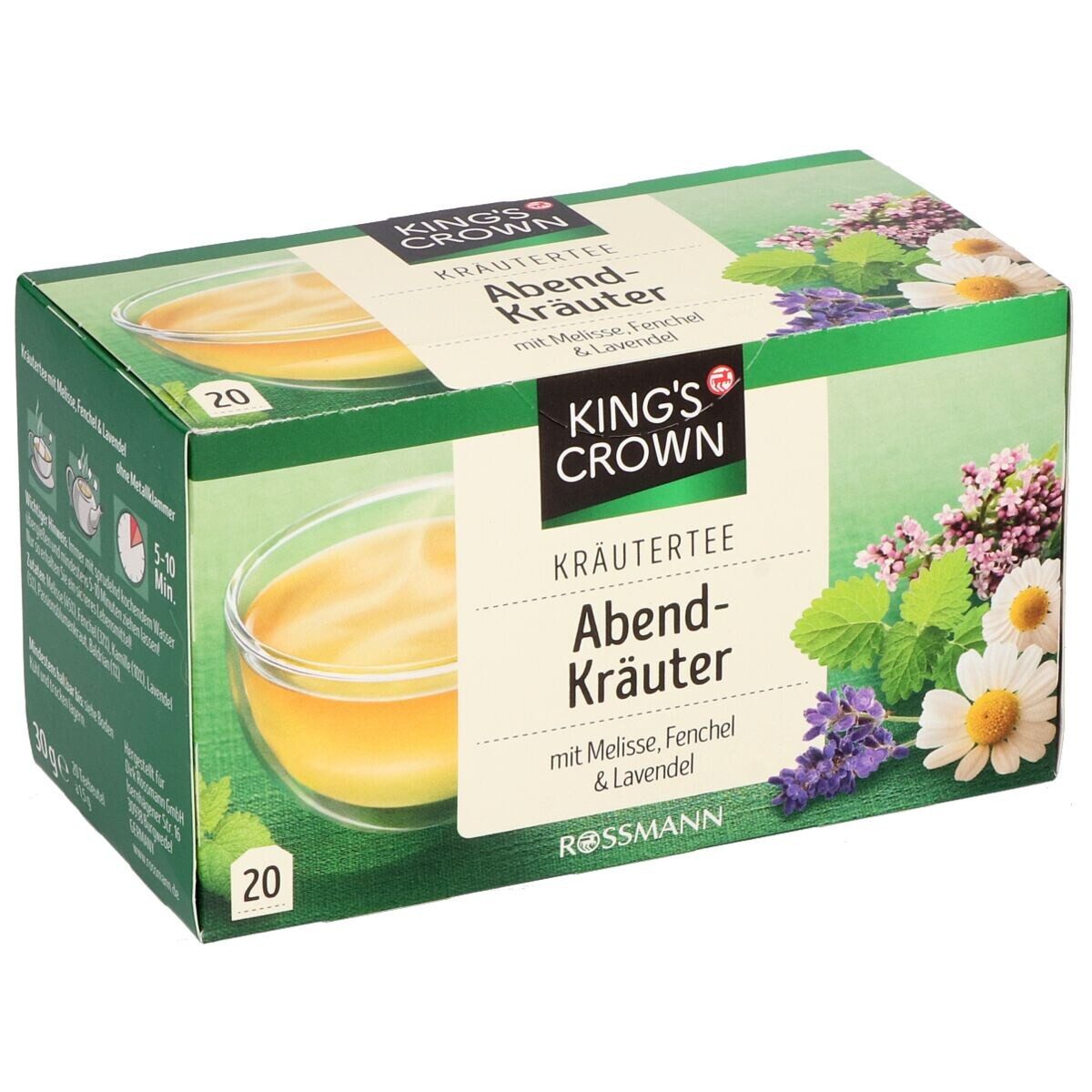 KING'S CROWN Tee Abendkräuter, 20 Teebeutel, Kräutertee