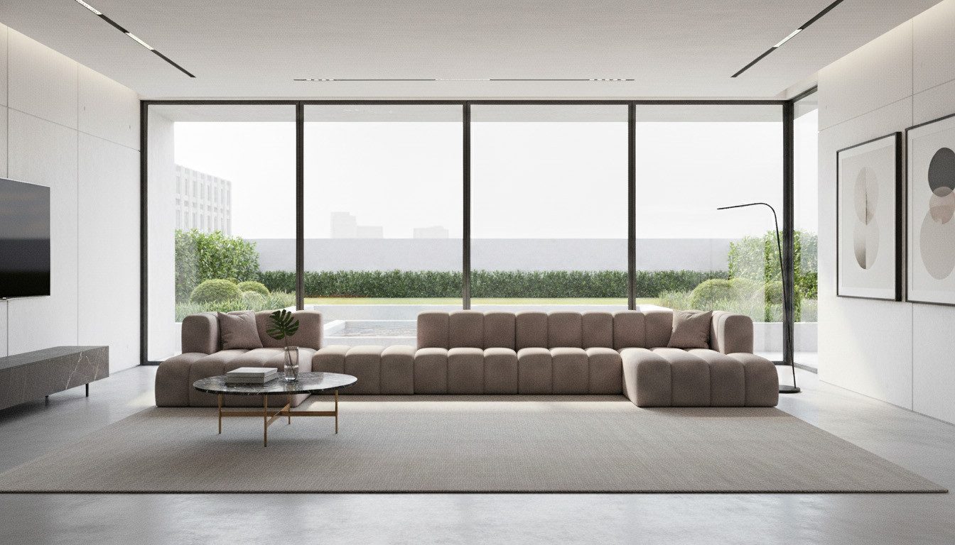 Kaiser Möbel Ecksofa modulare Wohnlandschaft, Veloursstoff Salvador, Grand U Big XL 500 cm, Extra große Wohnlandschaft,Modulares Sofa für große Räume