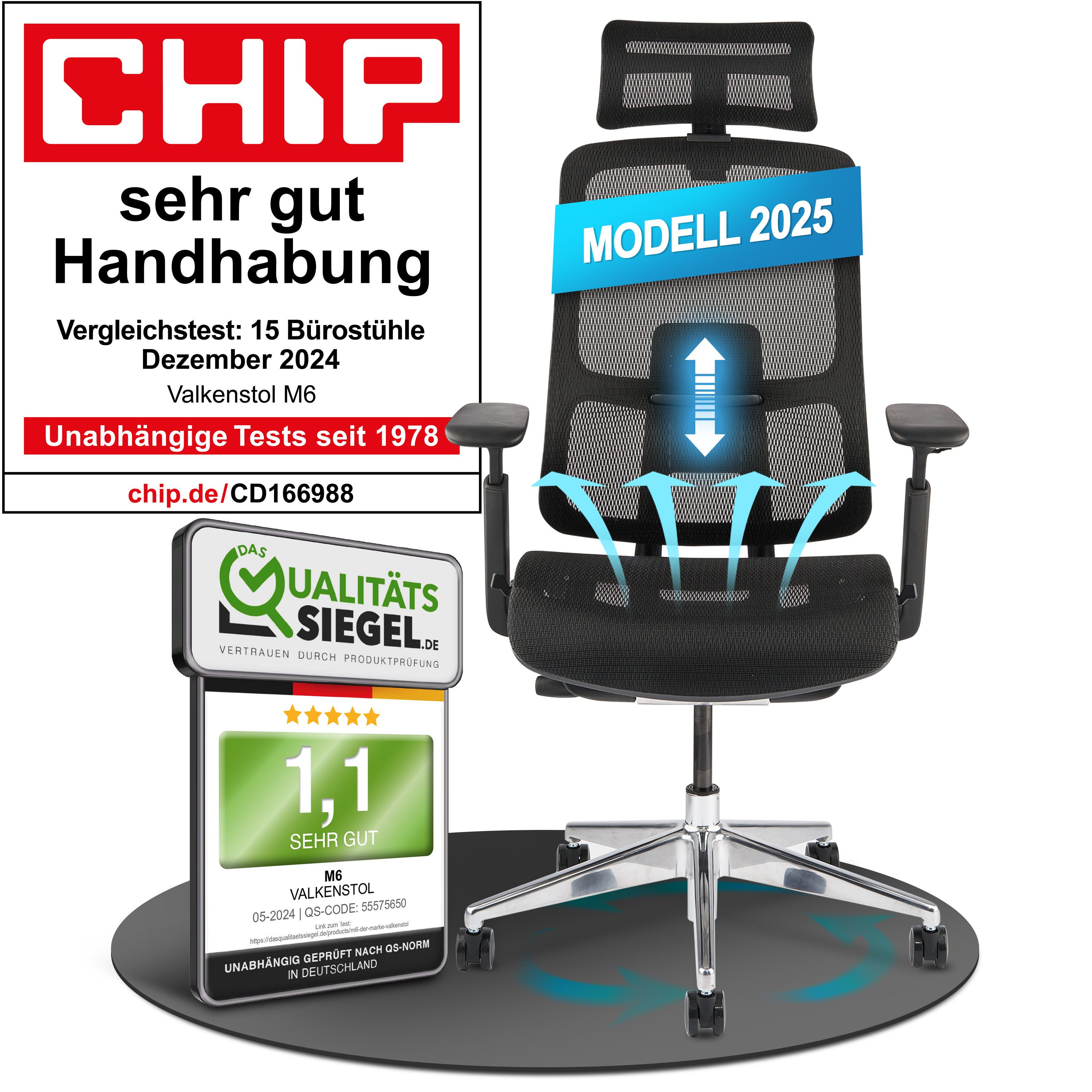 VALKENSTOL Bürostuhl VALKENSTOL M6 Ergonomischer Chefsessel günstig online kaufen