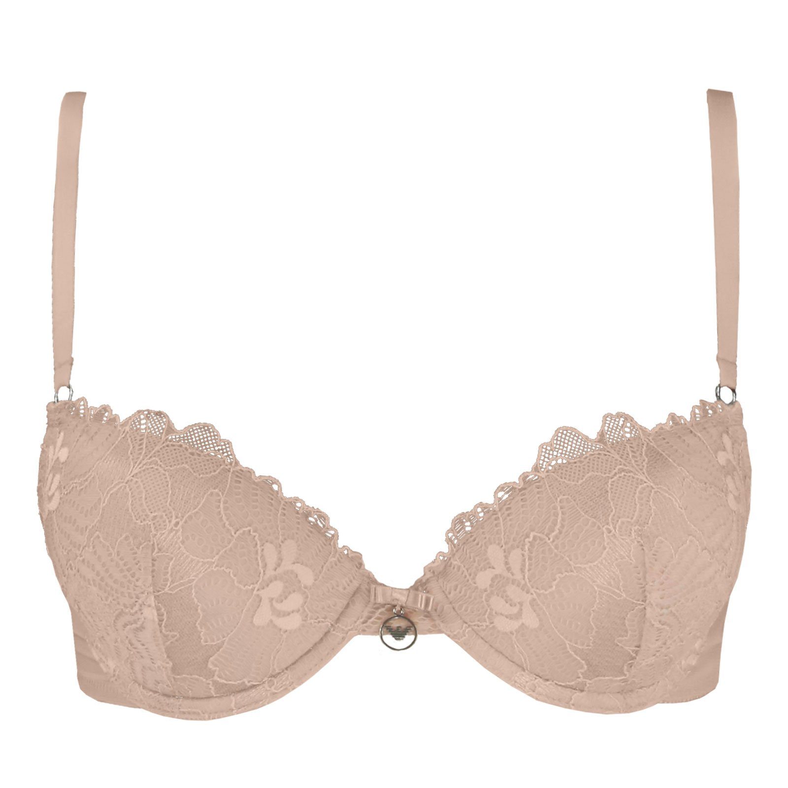 Emporio Armani Push-up-BH Seduction Lace mit kleiner Zierschleife und Marken-Charm am Mittelsteg