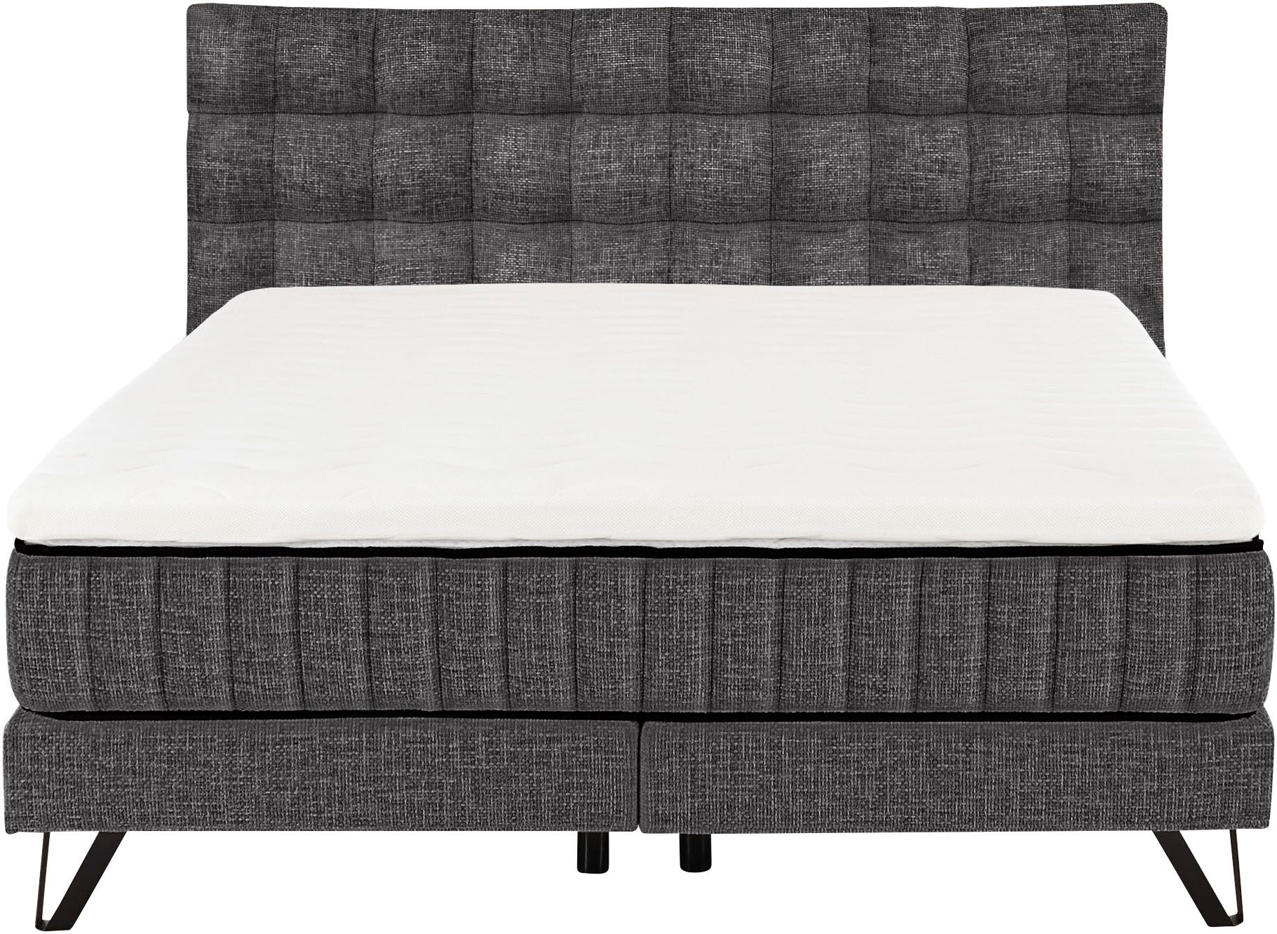 set one by Musterring Boxspringbett Baldwin, mit Duo-Matratze, Kopfteil mit quadratischer Steppung, 180 x 200 cm