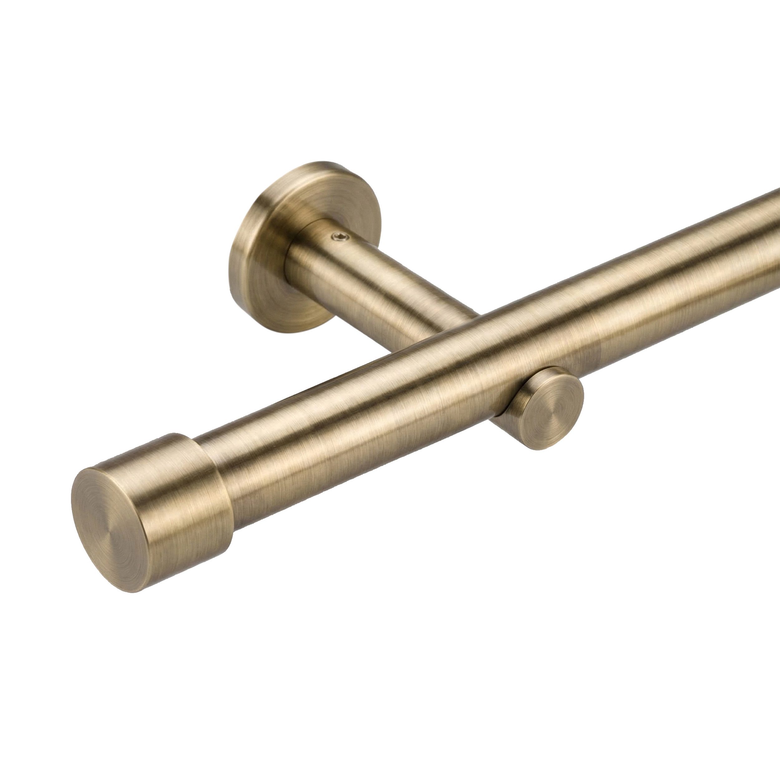 Deco-Raum Gardinenstange Kappe, Ø 25 mm, 1-läufig, Wunschmaßlänge, kürzbar, Bohren, verschraubt, Metall, Komplett-Set mit Befestigungsmaterial