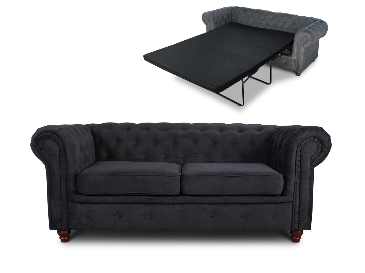 Chesterfield mit Schlaffunktion, Schlafsofa Bettsofa Sofagarnitur, Asti 2-er, 2 Bis, Sofa Sofnet