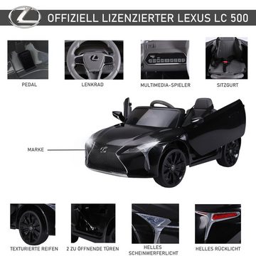 HOMCOM Elektro-Kinderauto Kinderfahrzeug Aufsitz-Lexus lizenziert LC500 Metall Schwarz, Belastbarkeit 30 kg, (1-tlg), 106L x 63B x 44H cm